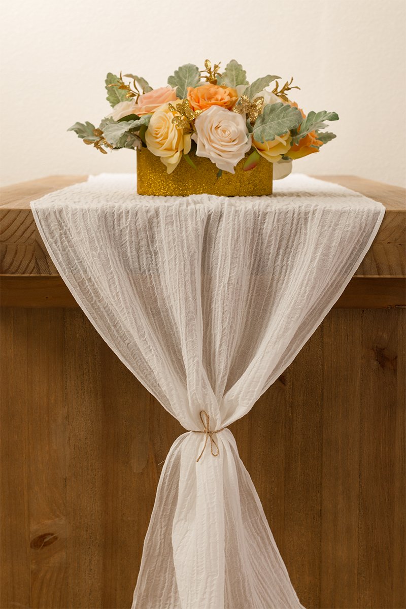 Bohemian Crinkled Ramie Cotton Blend Table Runner - Ling's moment