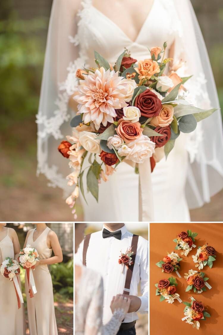 Pre-Arranged Wedding Flower Packages in Sunset Terracotta