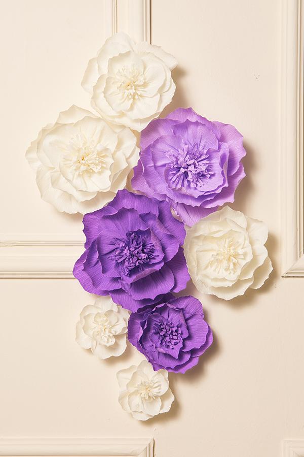 Crepe Paper Flowers - (Purple & Ivory) - lingsDev