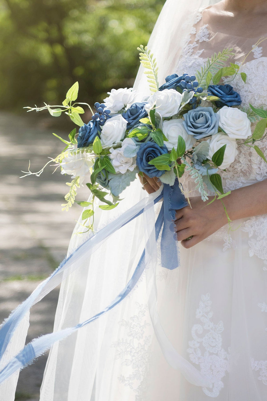 Dusty Blue & Navy Designer Flower Boxes