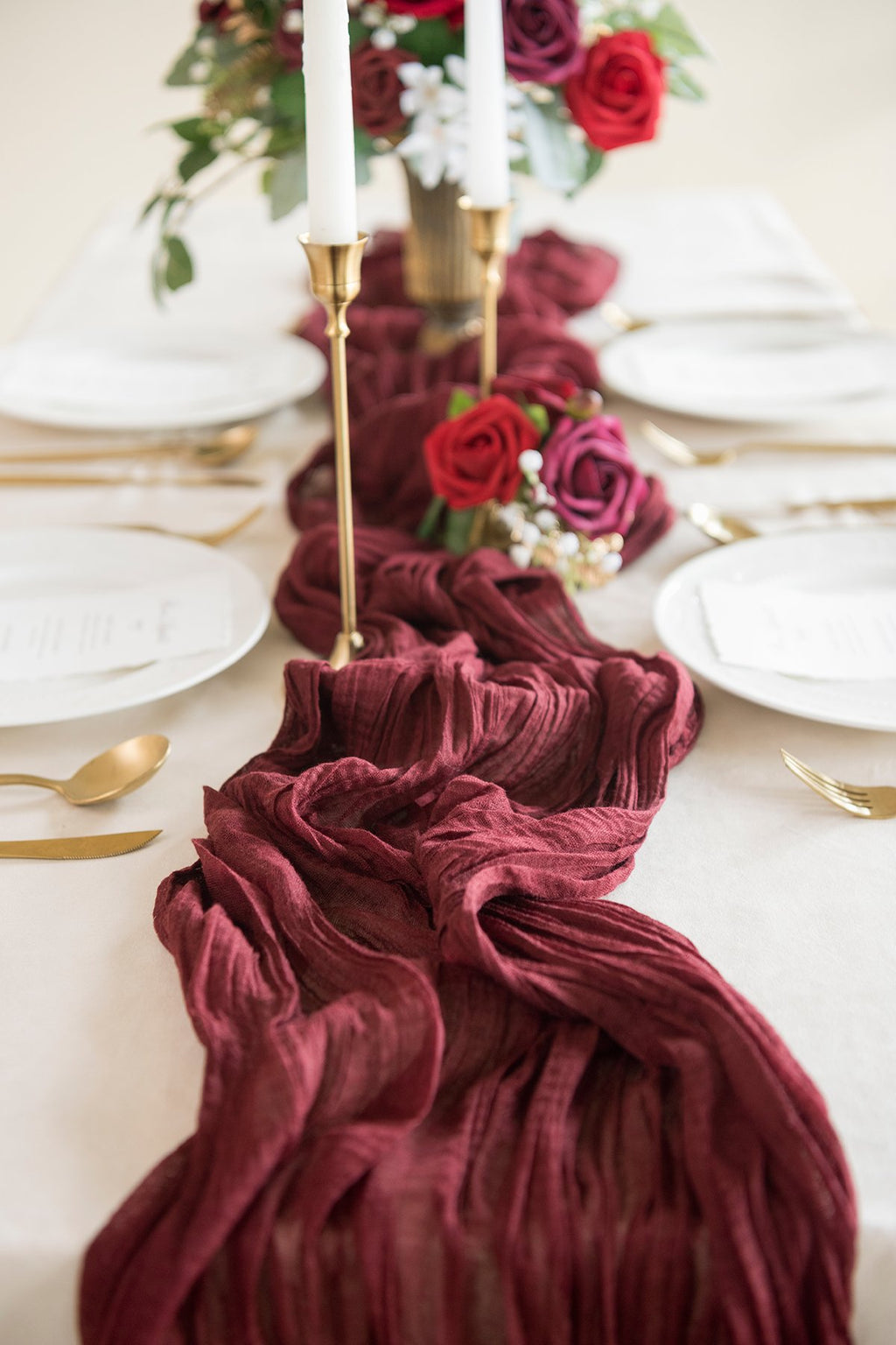 Rustic Gauze Cheesecloth Table Runner 30"w x 10FT - 7 colors - lingsDev