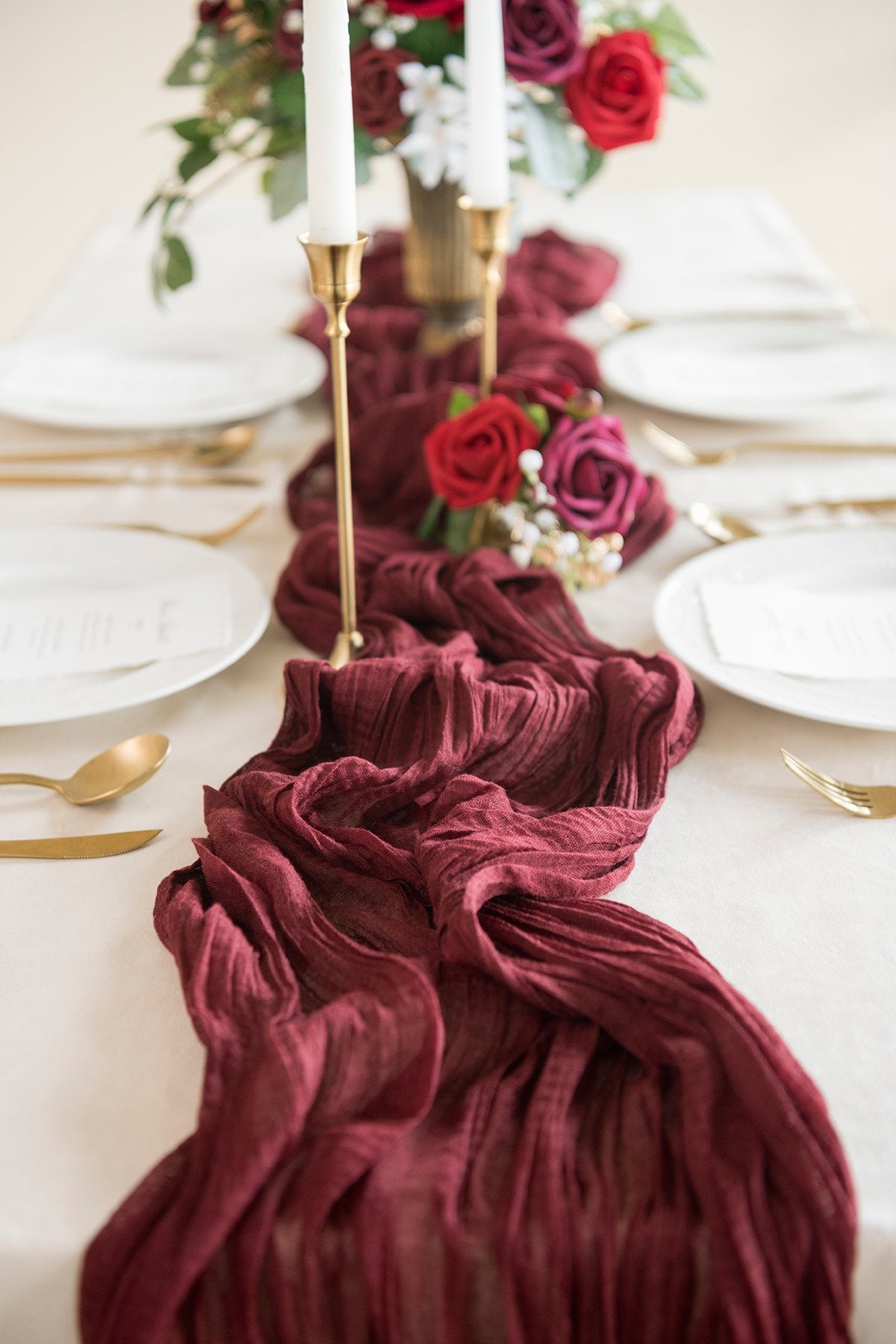 Rustic Gauze Cheesecloth Table Runner 30"w x 10FT - 7 colors - lingsDev