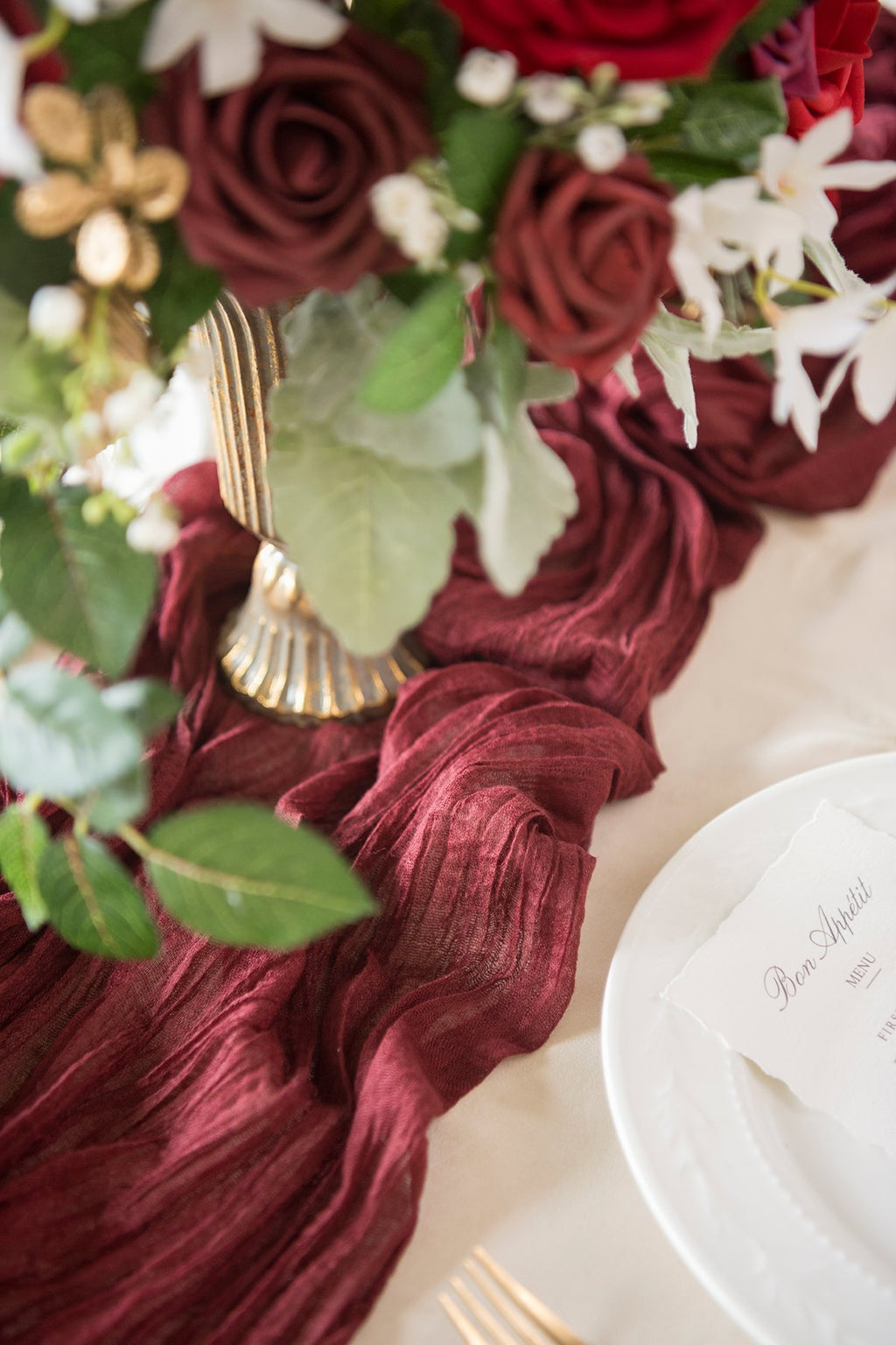 Rustic Gauze Cheesecloth Table Runner 30"w x 10FT - 7 colors - lingsDev