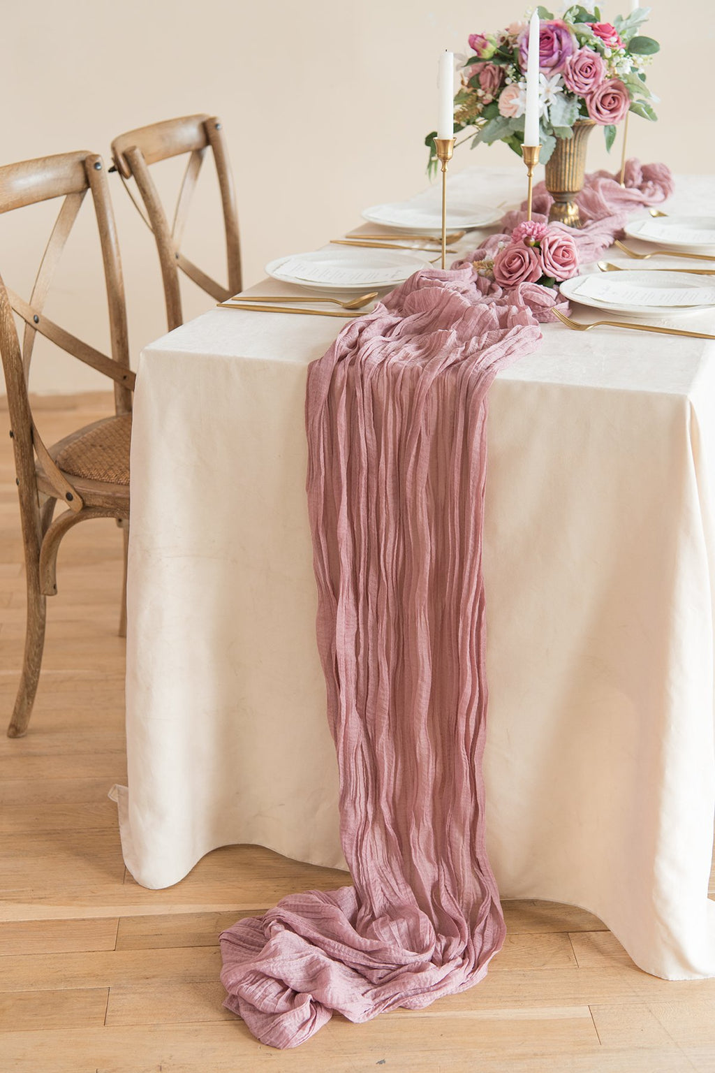 Rustic Gauze Cheesecloth Table Runner 30"w x 10FT - 7 colors - lingsDev