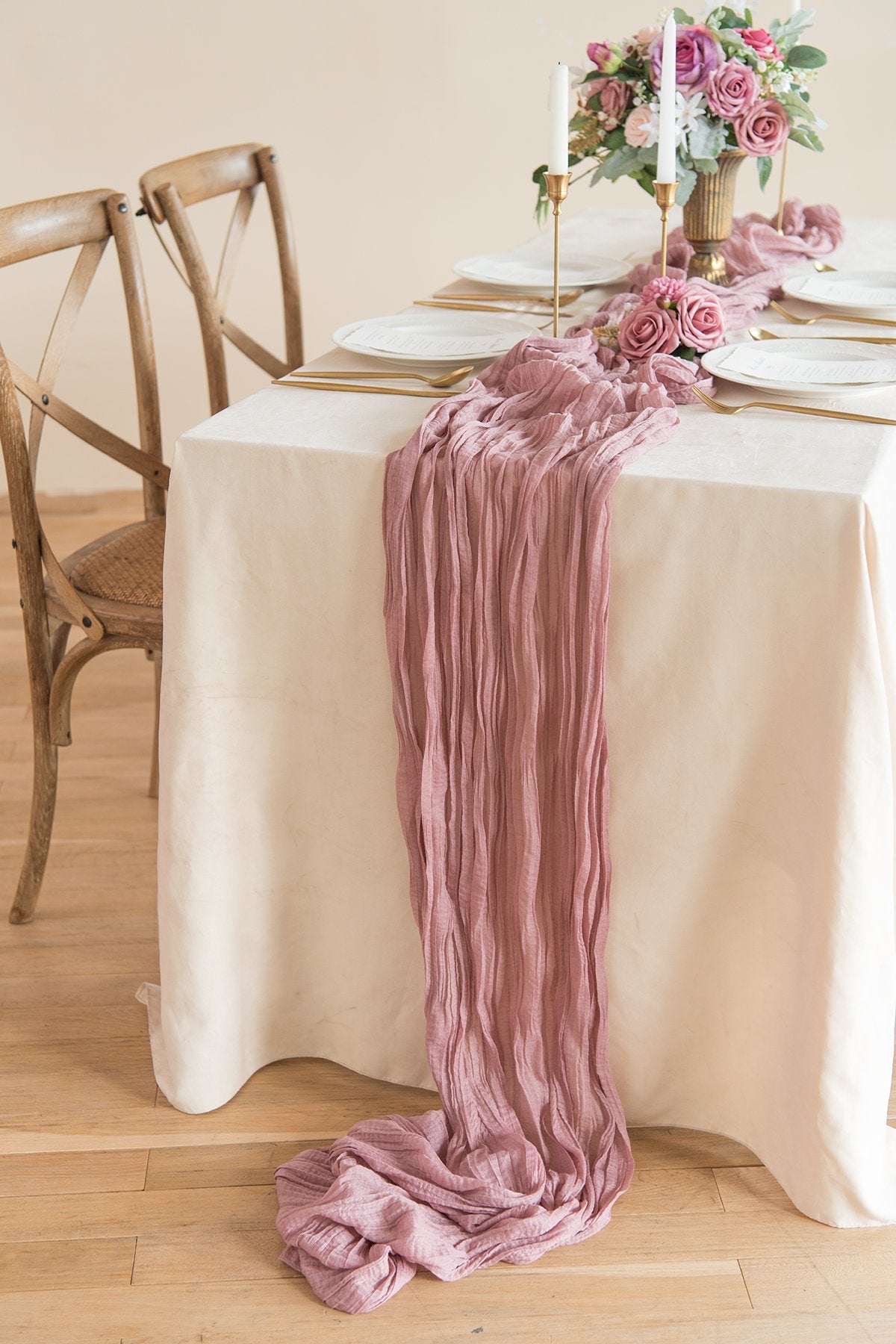 Rustic Gauze Cheesecloth Table Runner 30"w x 10FT - 7 colors - lingsDev