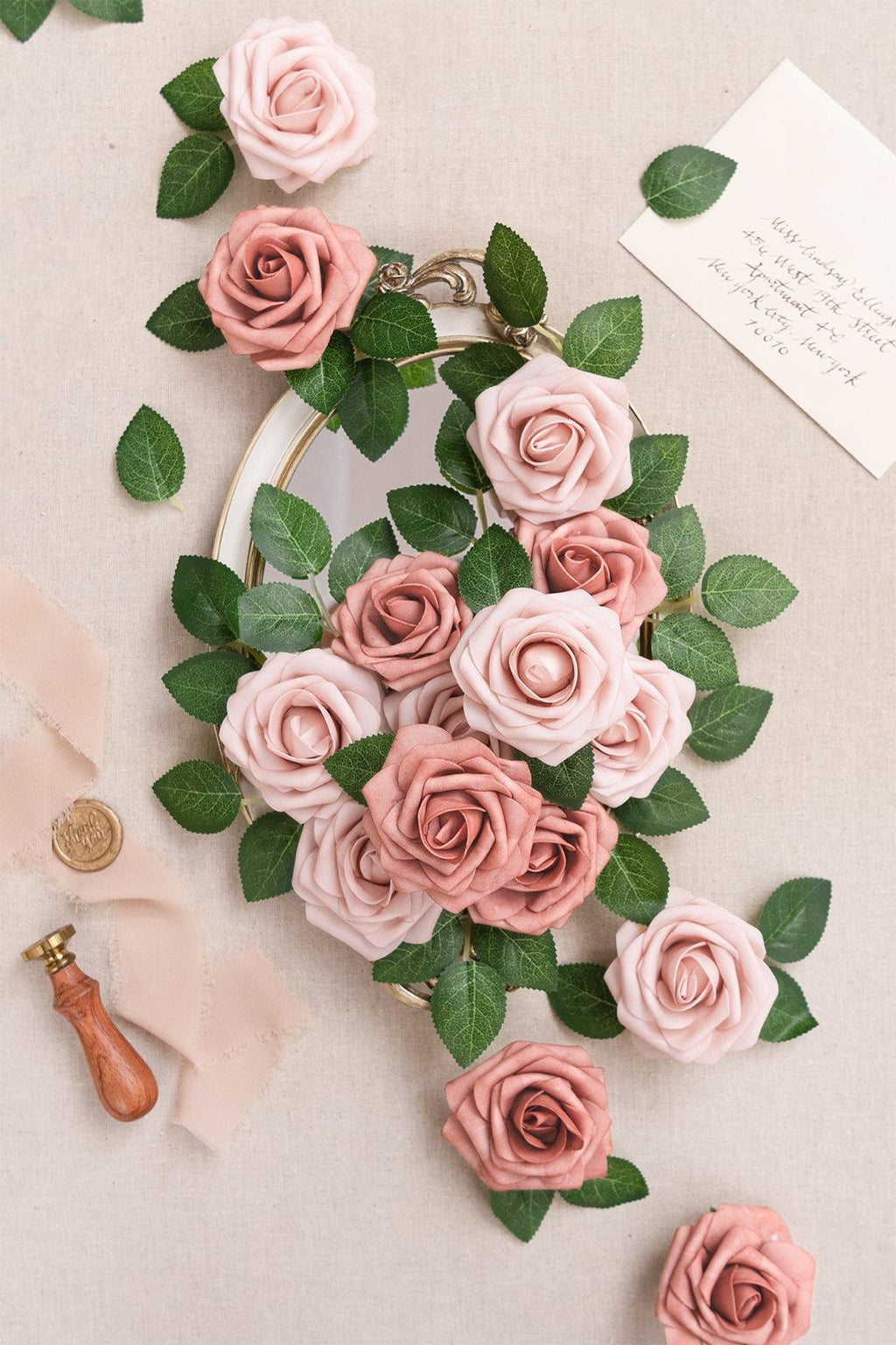 3" Foam Rose with Stem - Dusty Rose & Plum - lingsDev