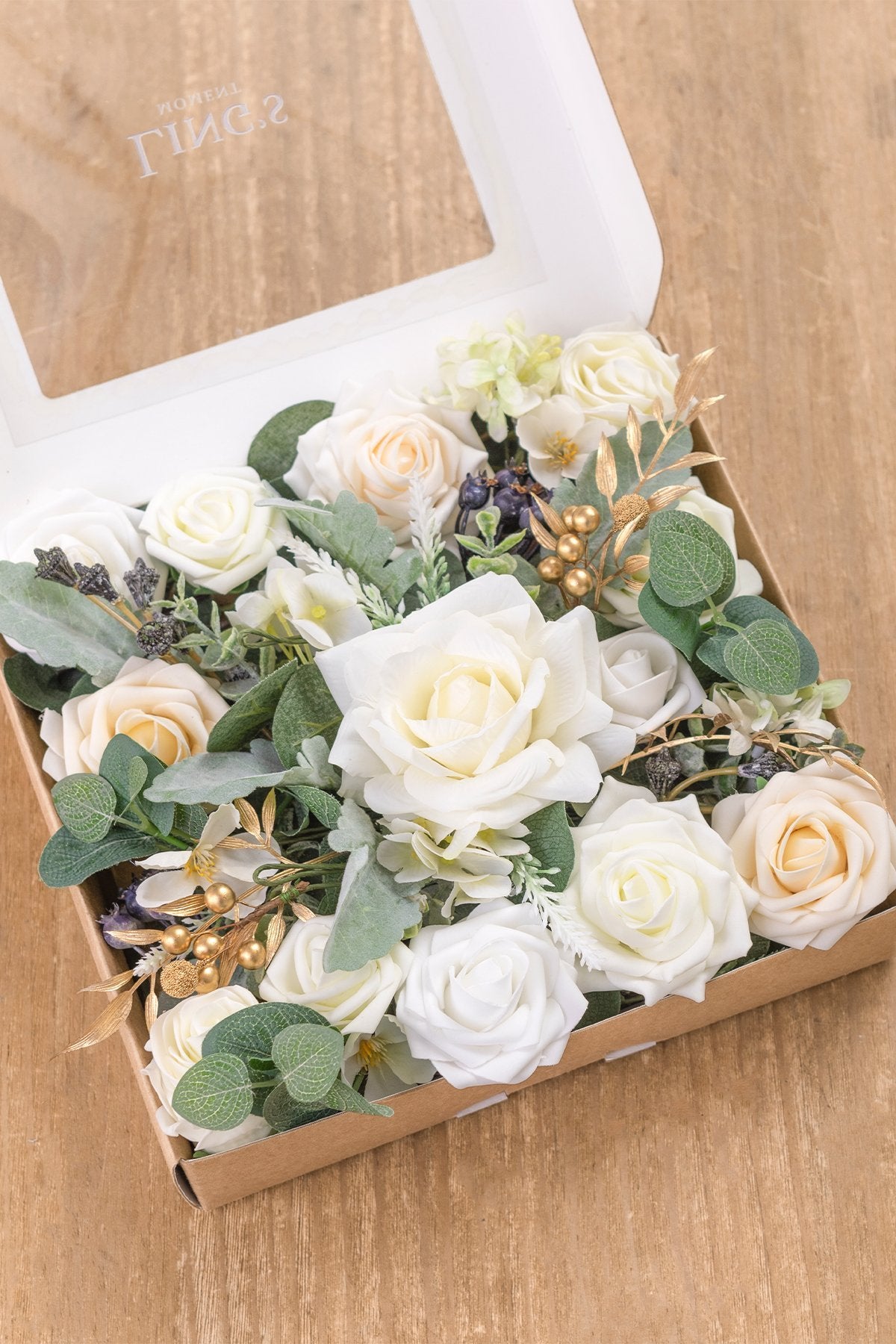 White & Beige Flowers & Greenery for DIY - lingsDev