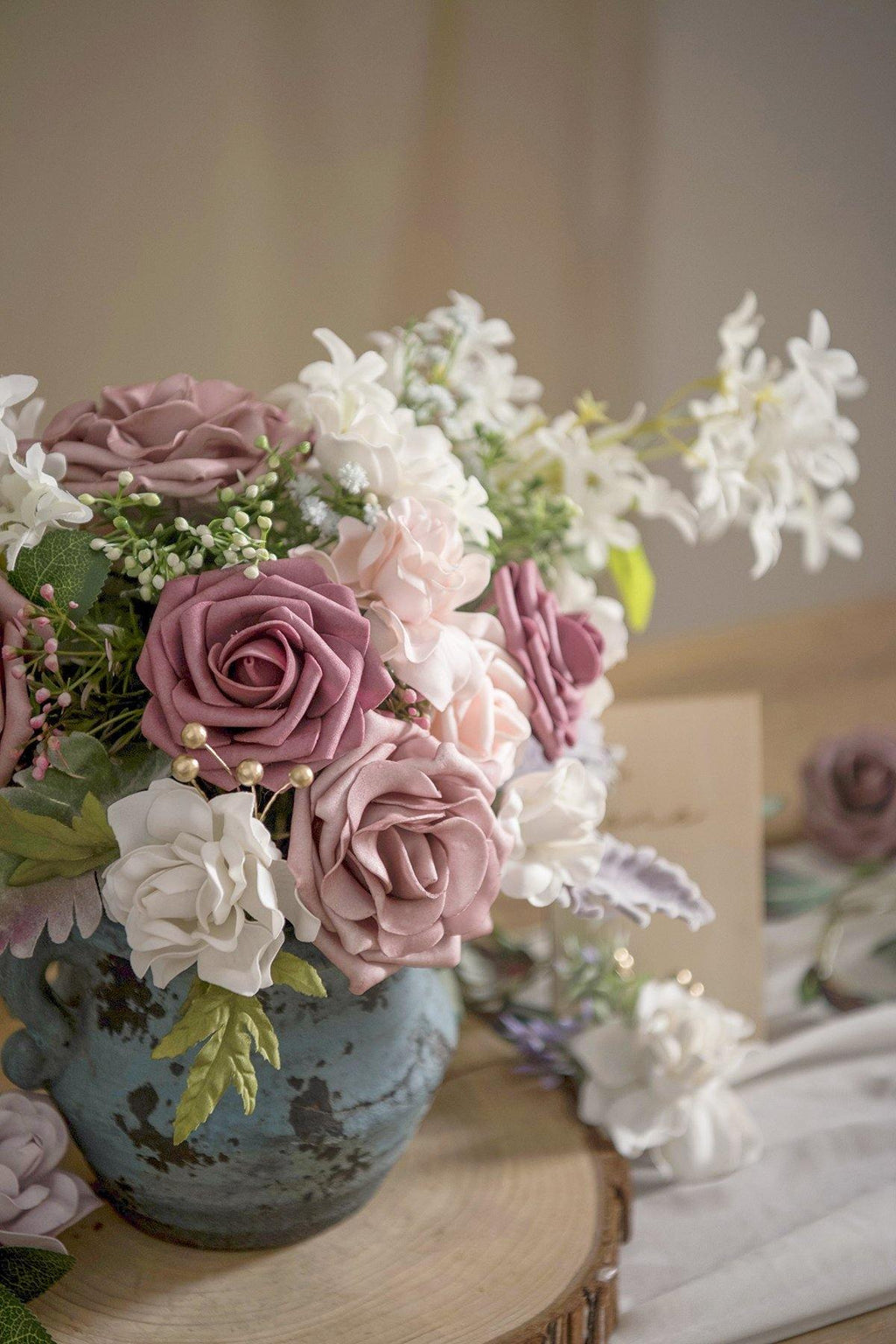 Dusty Rose & Burgundy Flowers Box Set - Dainty Dusty Rose (Deluxe) - lingsDev