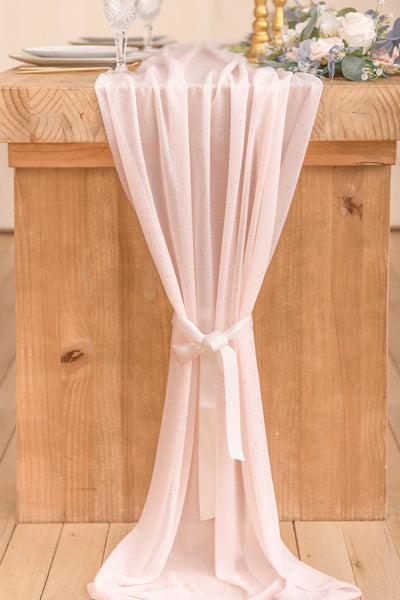 Romantic Sheer Table Runner 29"w x 10FT/14FT - Blush - lingsDev