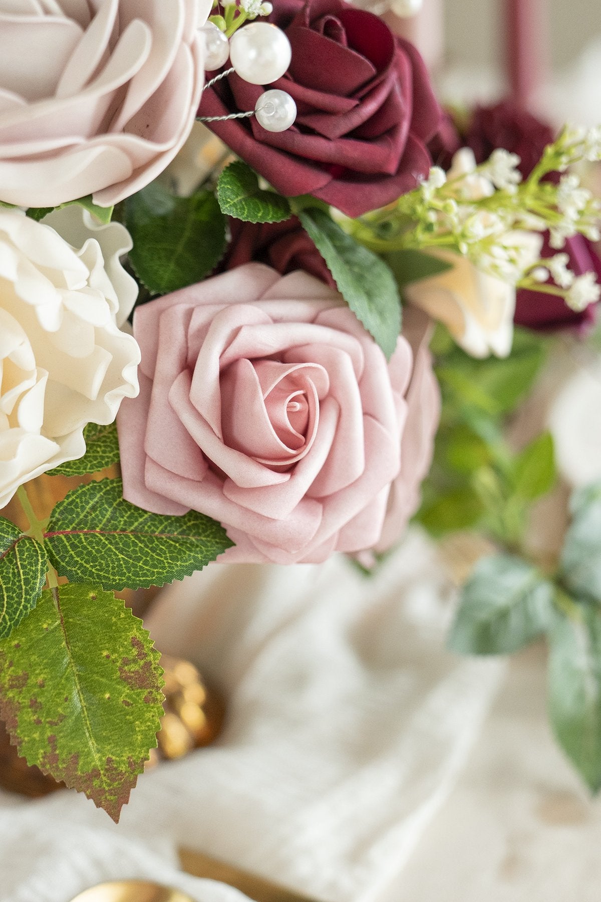 Dusty Rose & Burgundy Flowers Box Set - Exquisite Dusty Rose (Deluxe) - lingsDev