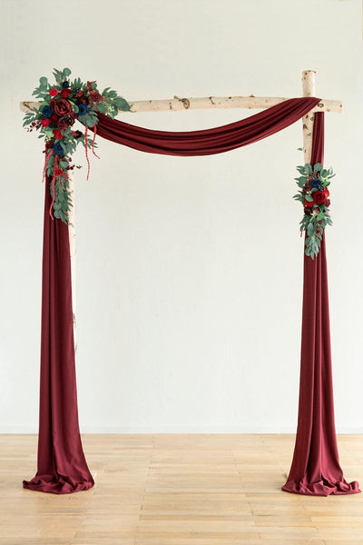 Flower Arch Décor with Drape (Set of 2) - Burgundy & Navy Blue - lingsDev