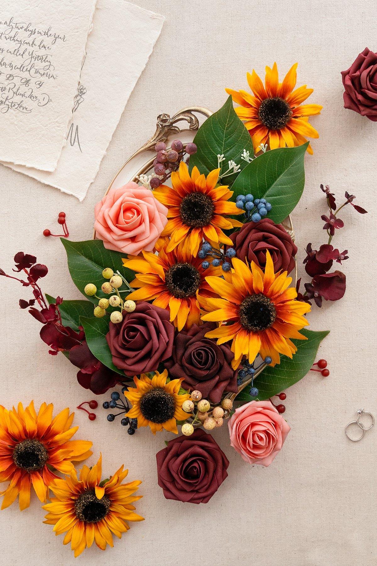 Dusty Rose & Burgundy Flowers Box Set - Rustic Sunflower (Deluxe) - lingsDev