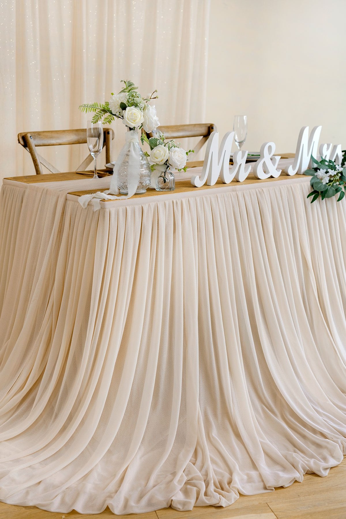 Extra Long Pooling Table Skirt - White & Nude - lingsDev