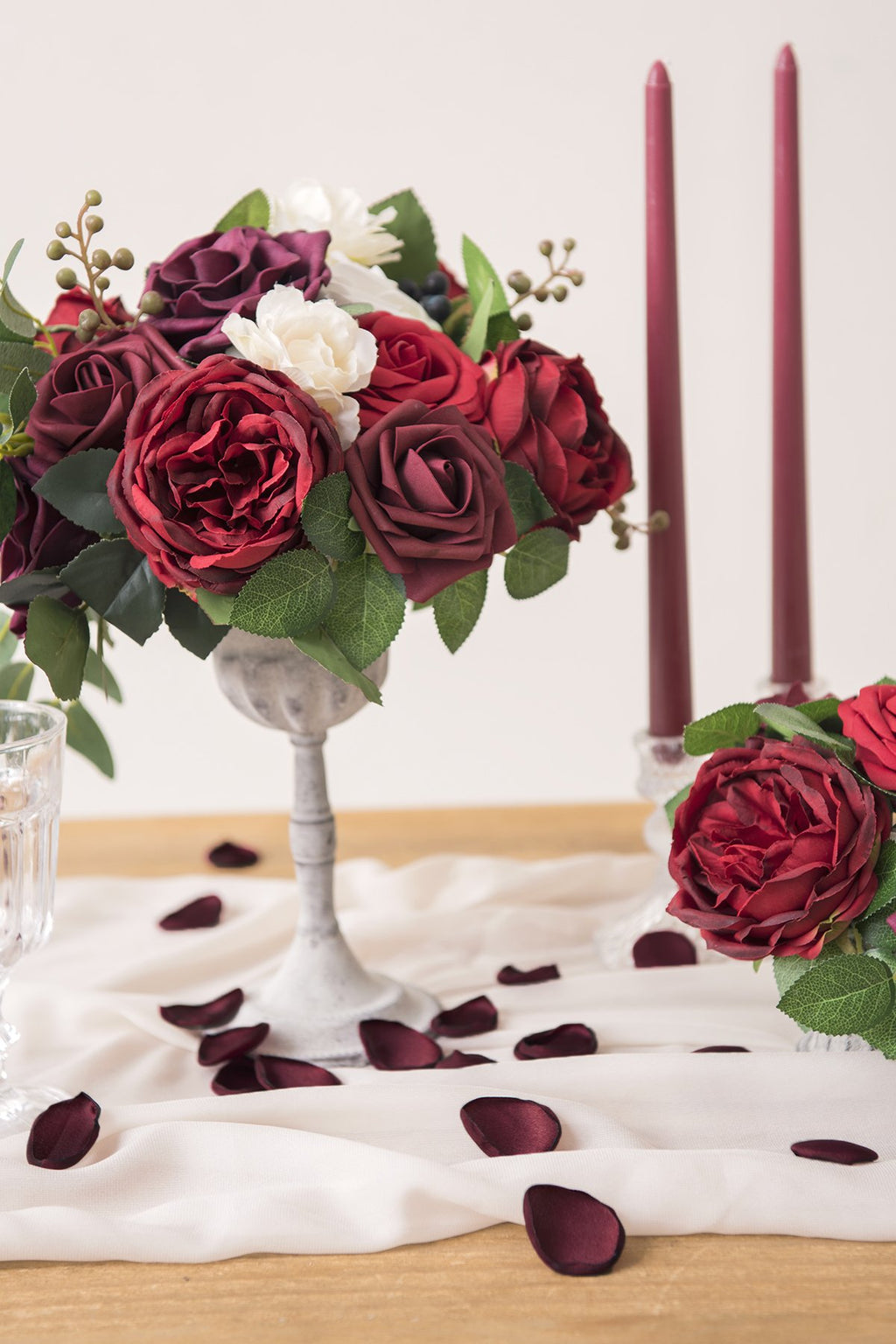 Silk Rose Petals 200/400pcs - Burgundy & Blush - lingsDev
