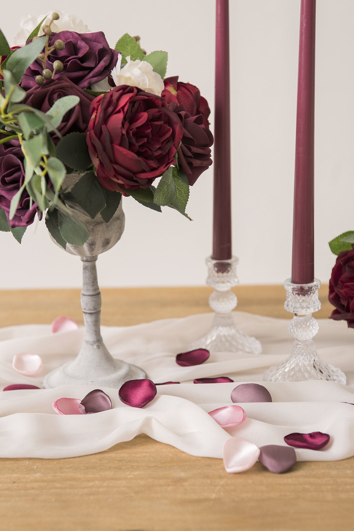 Silk Rose Petals 200/400pcs - Burgundy & Blush - lingsDev