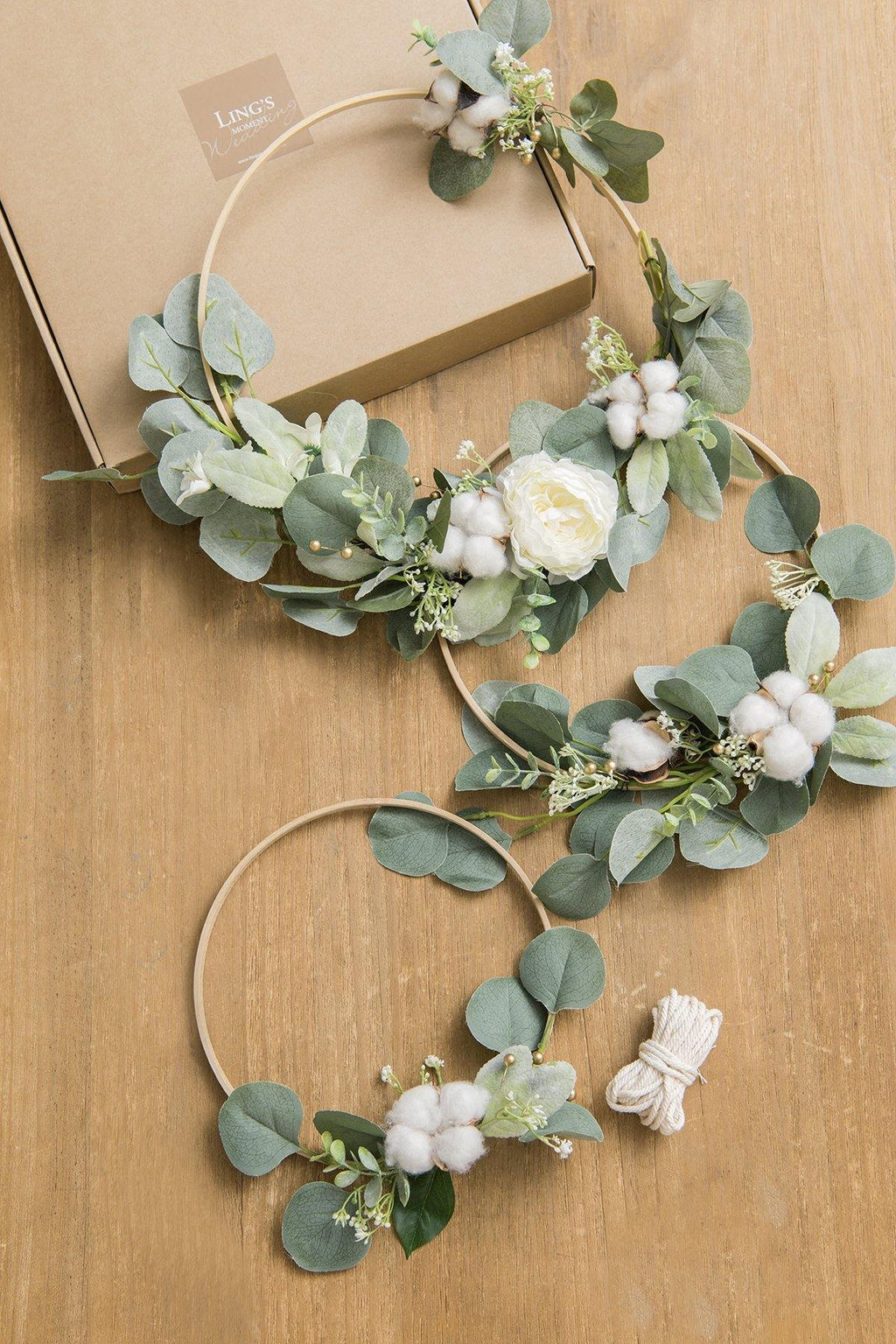 Eucalyptus Wreath for Greenery Wedding Decor (Set of 3) - Ling's moment