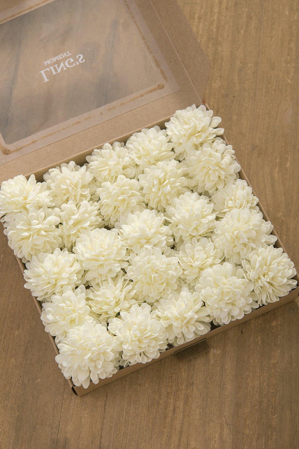 2.5" Foam Dahlia with Stem - Cream & Ivory - lingsDev