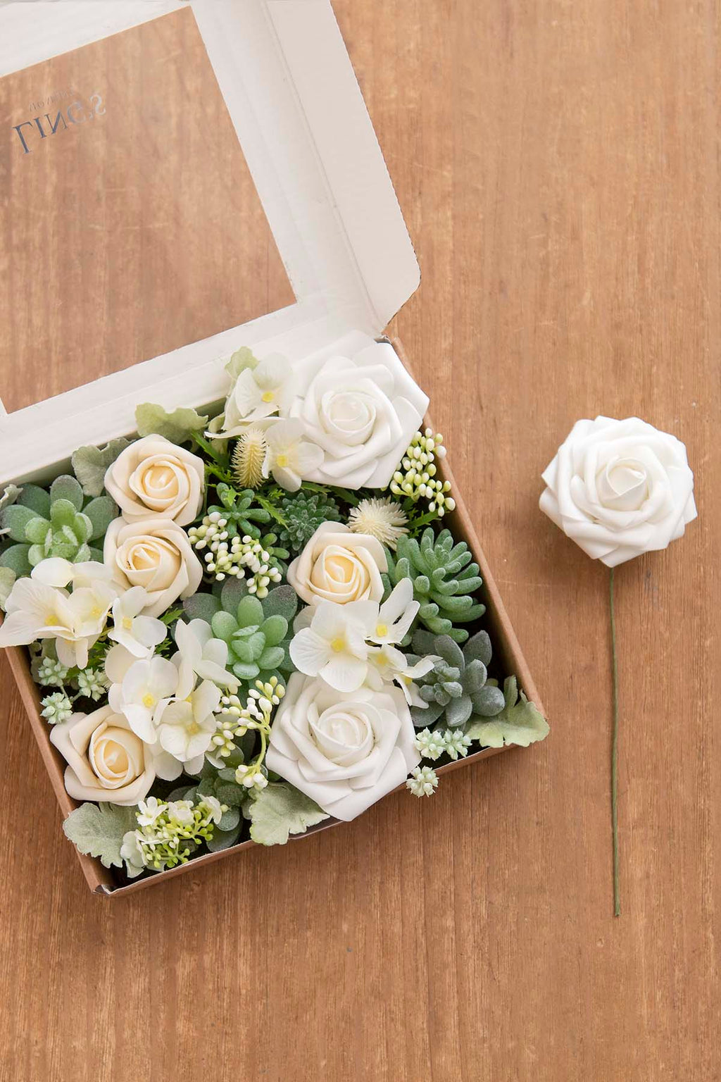 White & Beige Flowers & Greenery for DIY - lingsDev