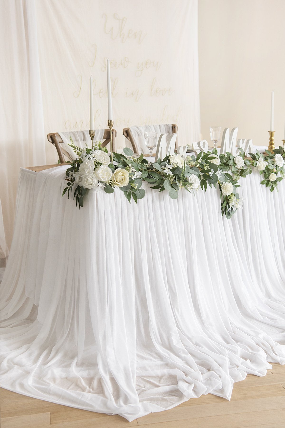 Extra Long Pooling Table Skirt - Nude & White - lingsDev