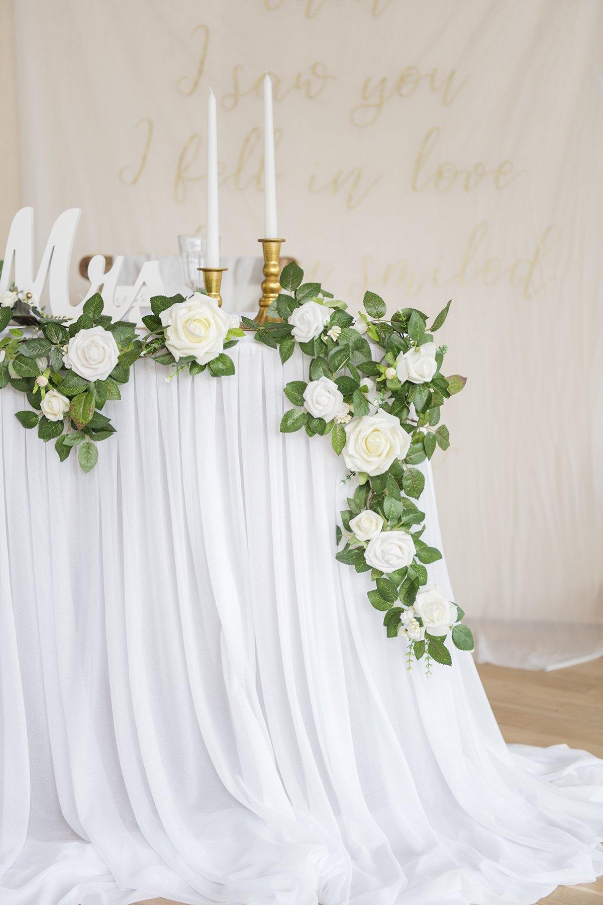 Rose Flower Garland 5FT - Ivory - lingsDev