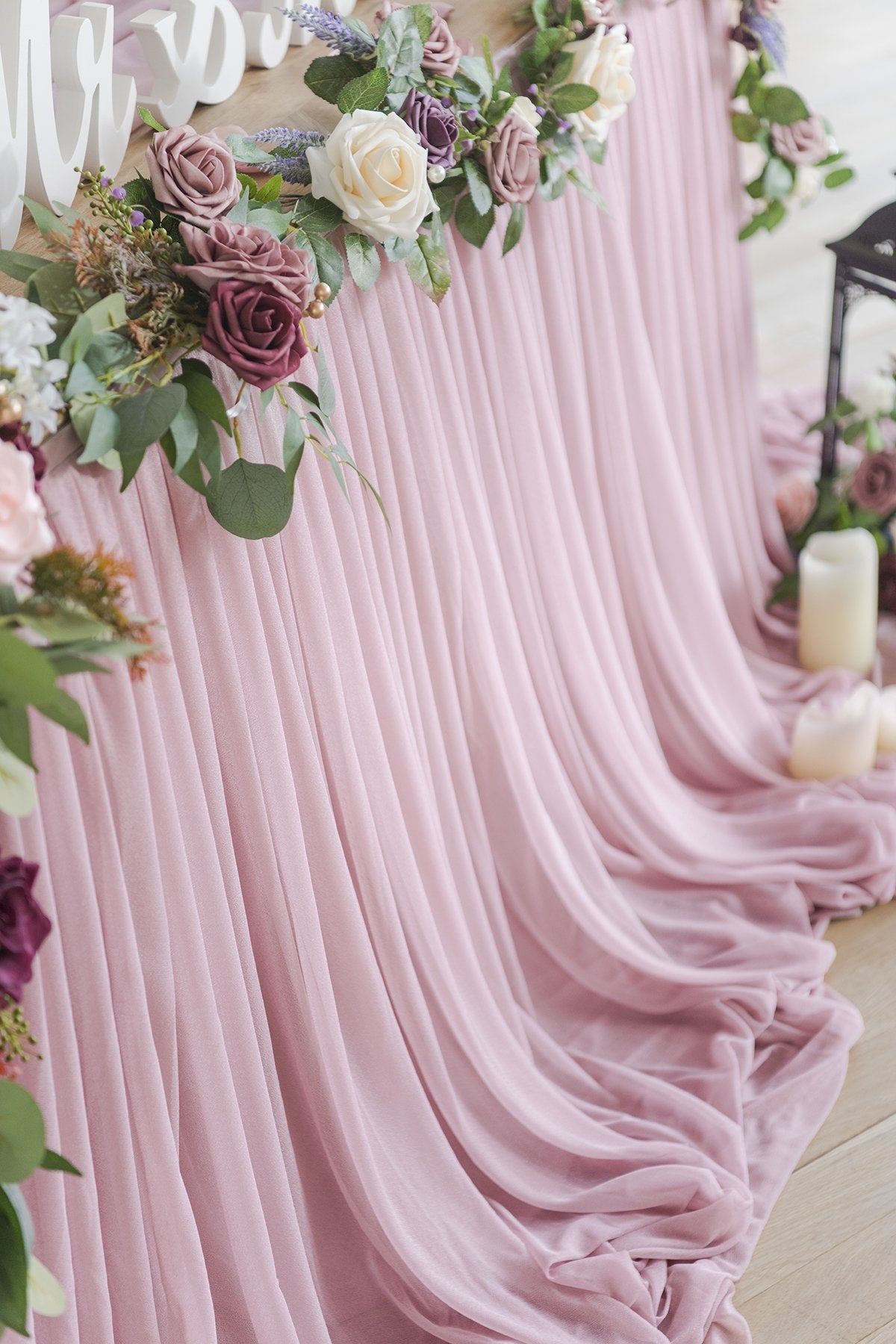 Extra Long Pooling Table Skirt - Dusty Rose - lingsDev