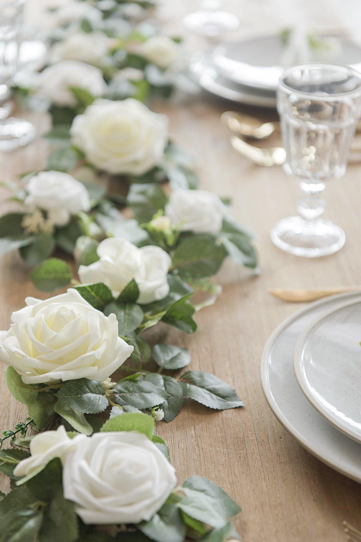 Rose Flower Garland 5FT - Ivory - lingsDev