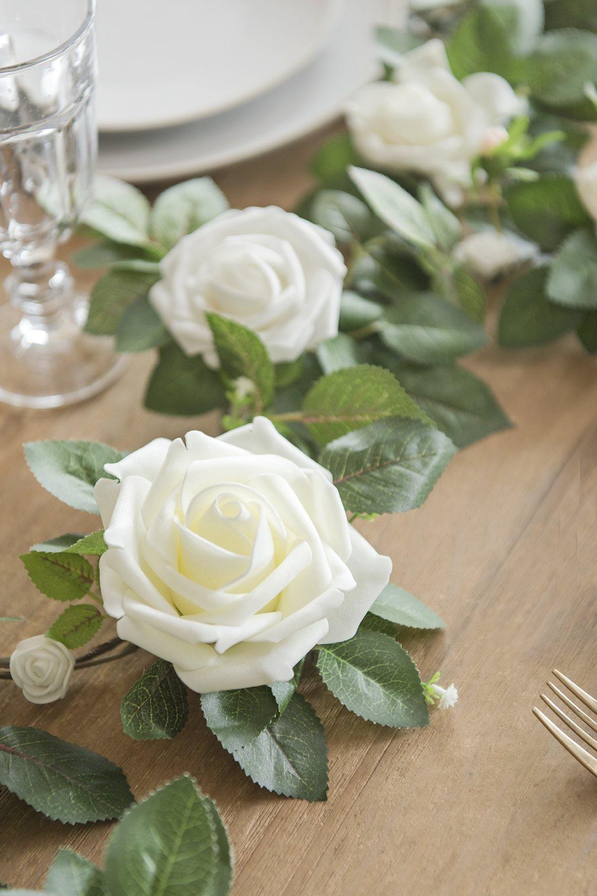 Rose Flower Garland 5FT - Ivory - lingsDev