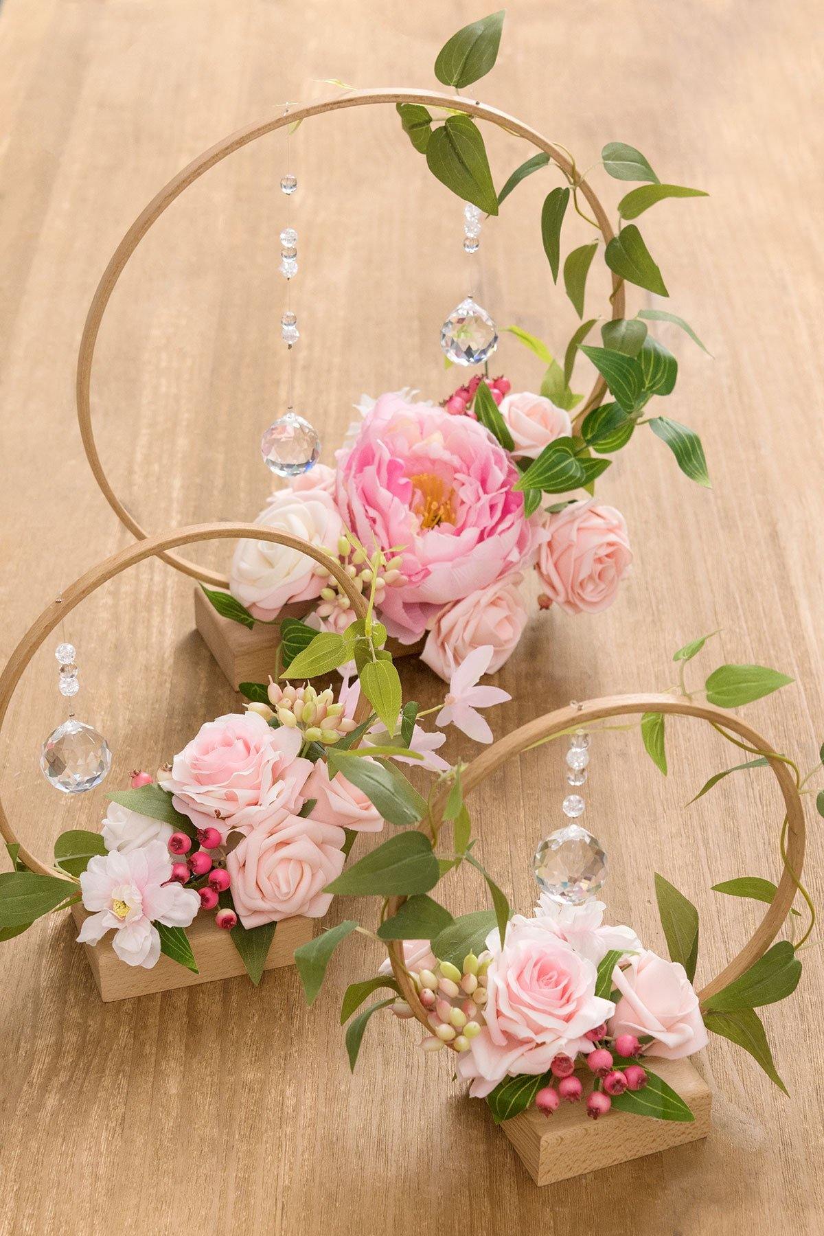 Wood Floral Centerpieces (Set of 3) - French Blush - lingsDev