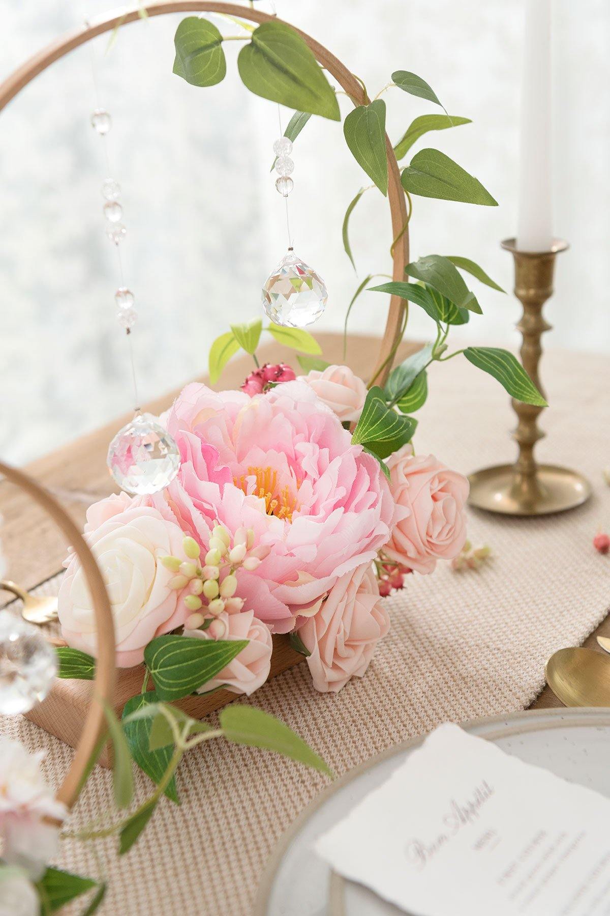 Wood Floral Centerpieces (Set of 3) - French Blush - lingsDev