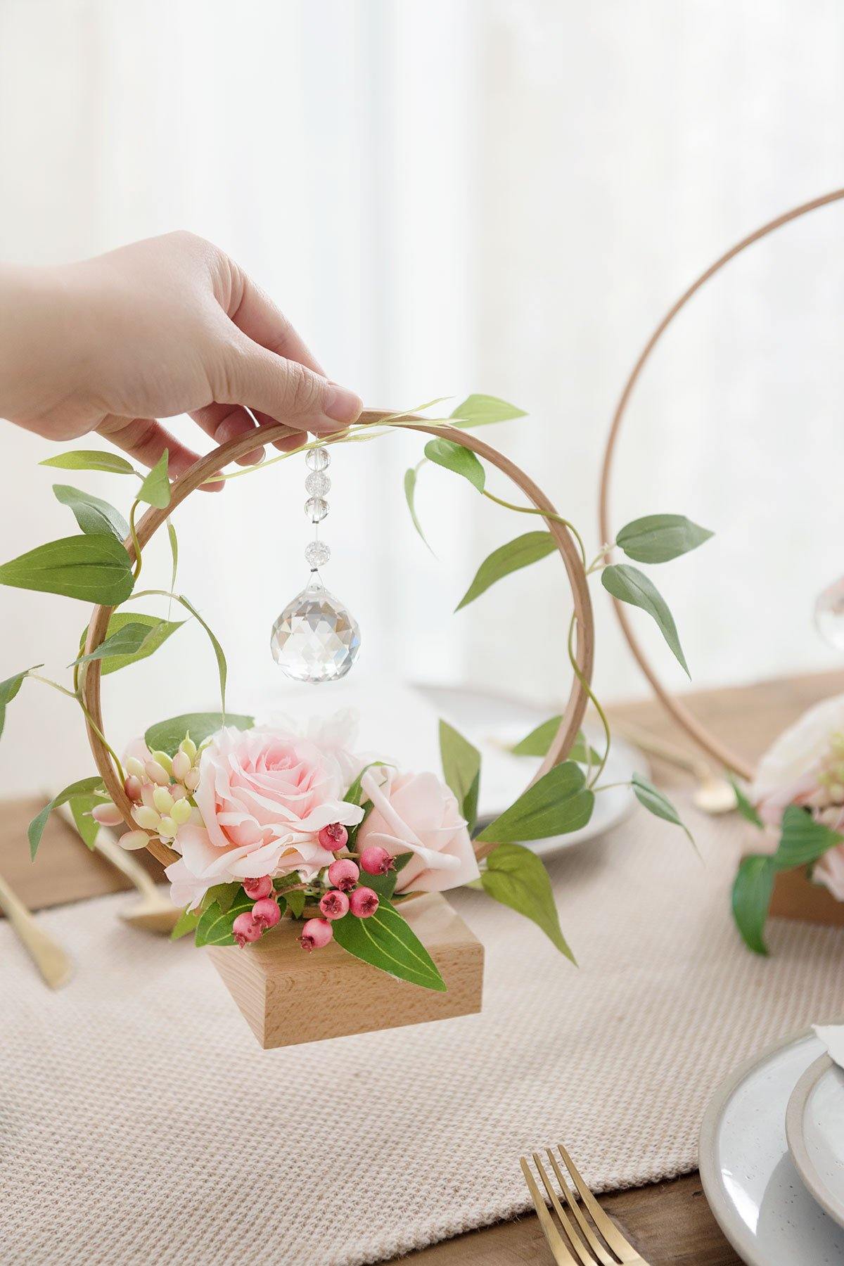 Wood Floral Centerpieces (Set of 3) - French Blush - lingsDev