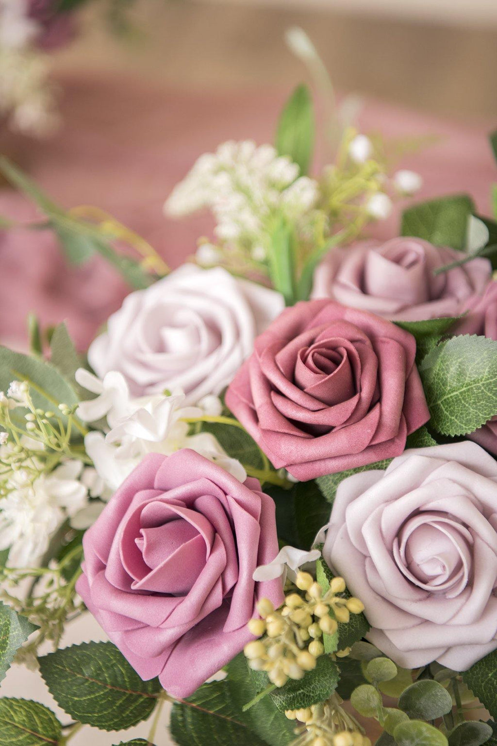 3" Foam Rose with Stem - Dusty Rose & Plum - lingsDev