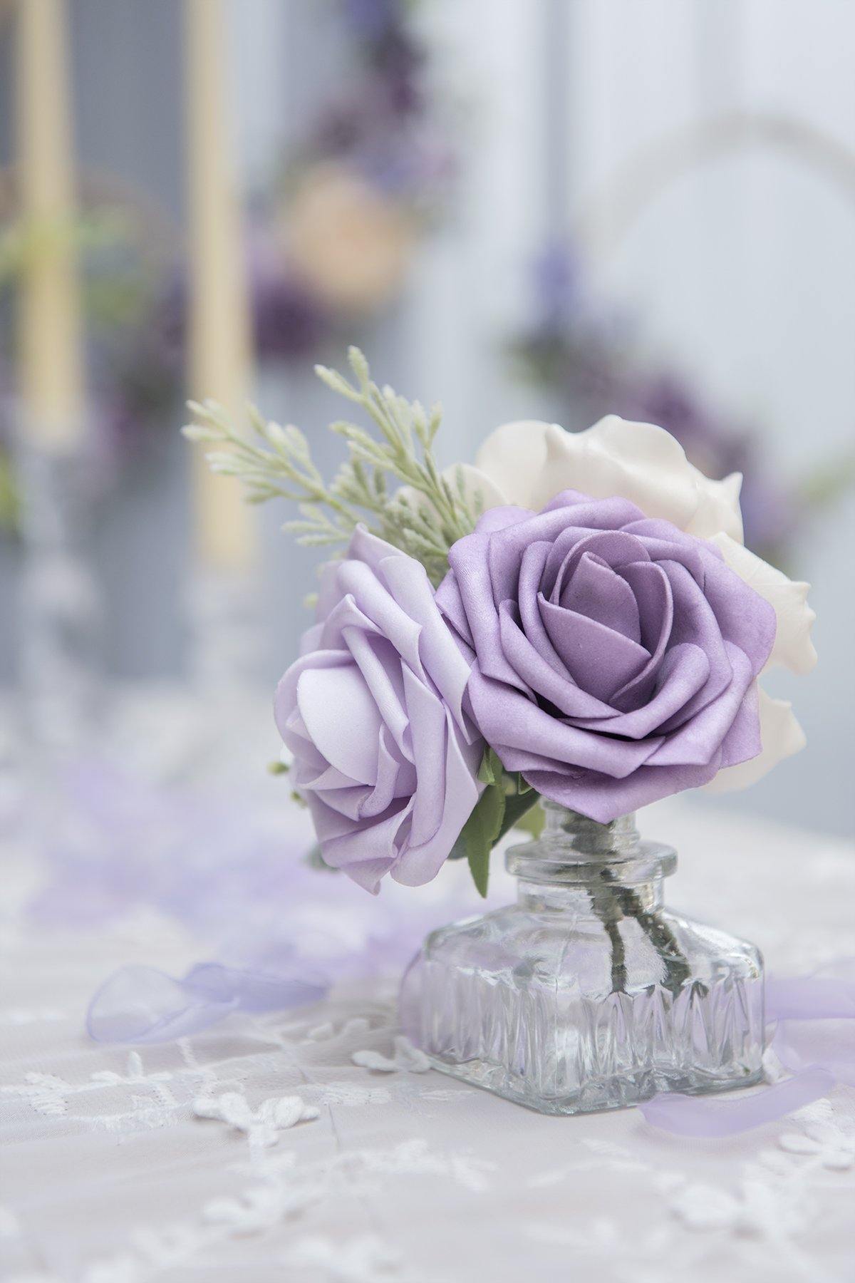 3" Purple Foam Rose with Stem - 4 Styles - lingsDev