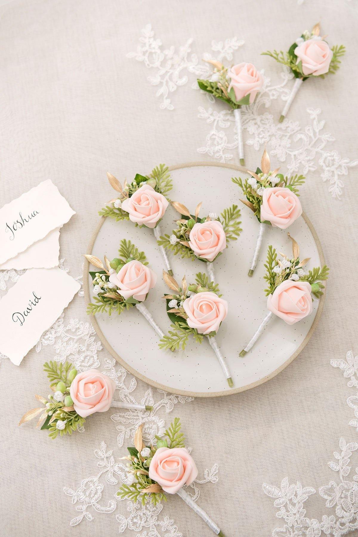 Wedding Boutonnieres (Set of 10) - Blush - lingsDev