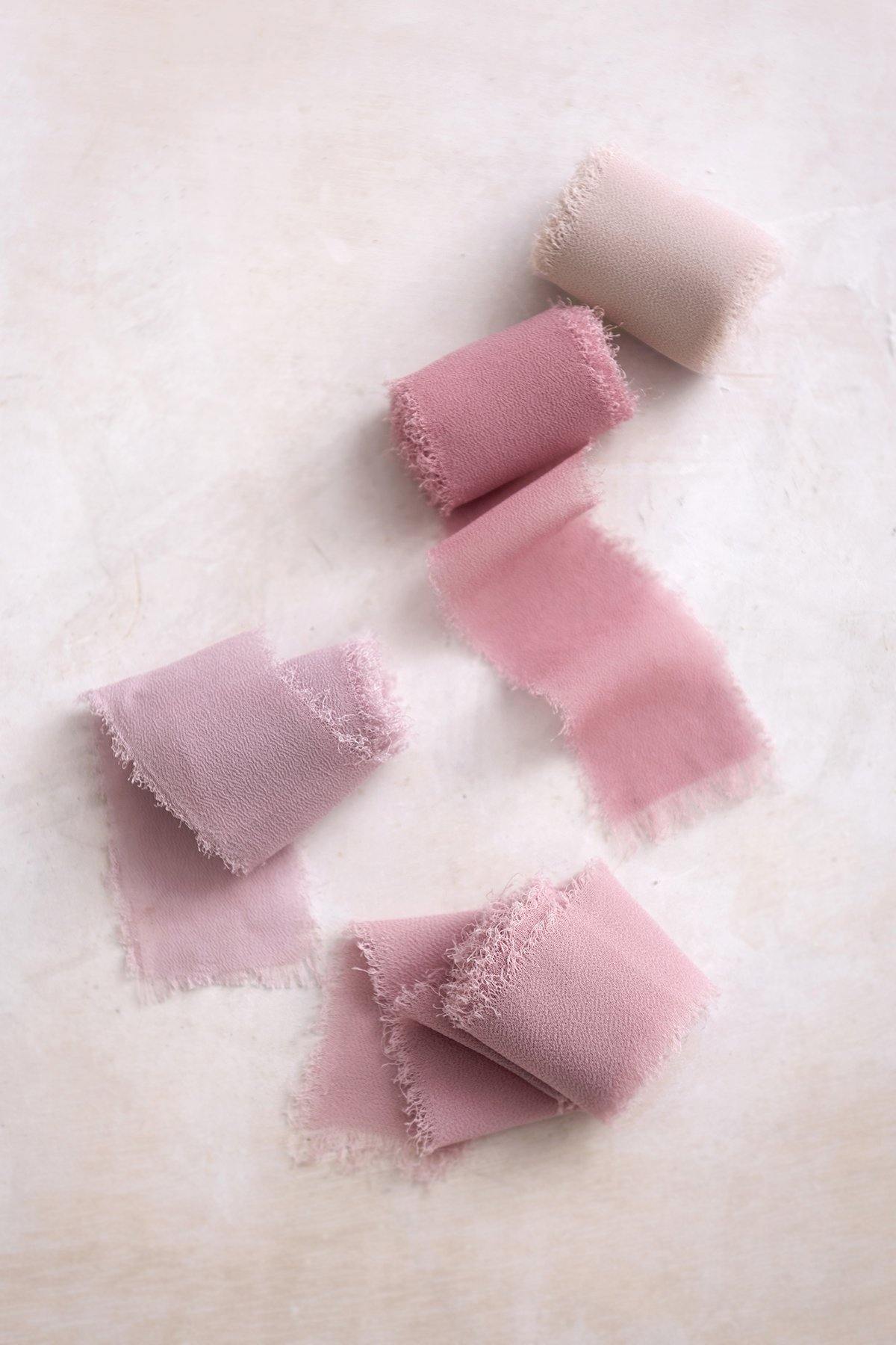1.5"w x 1.5 Yard Chiffon Ribbons Sample Swatch Card - 5 Tones - lingsDev