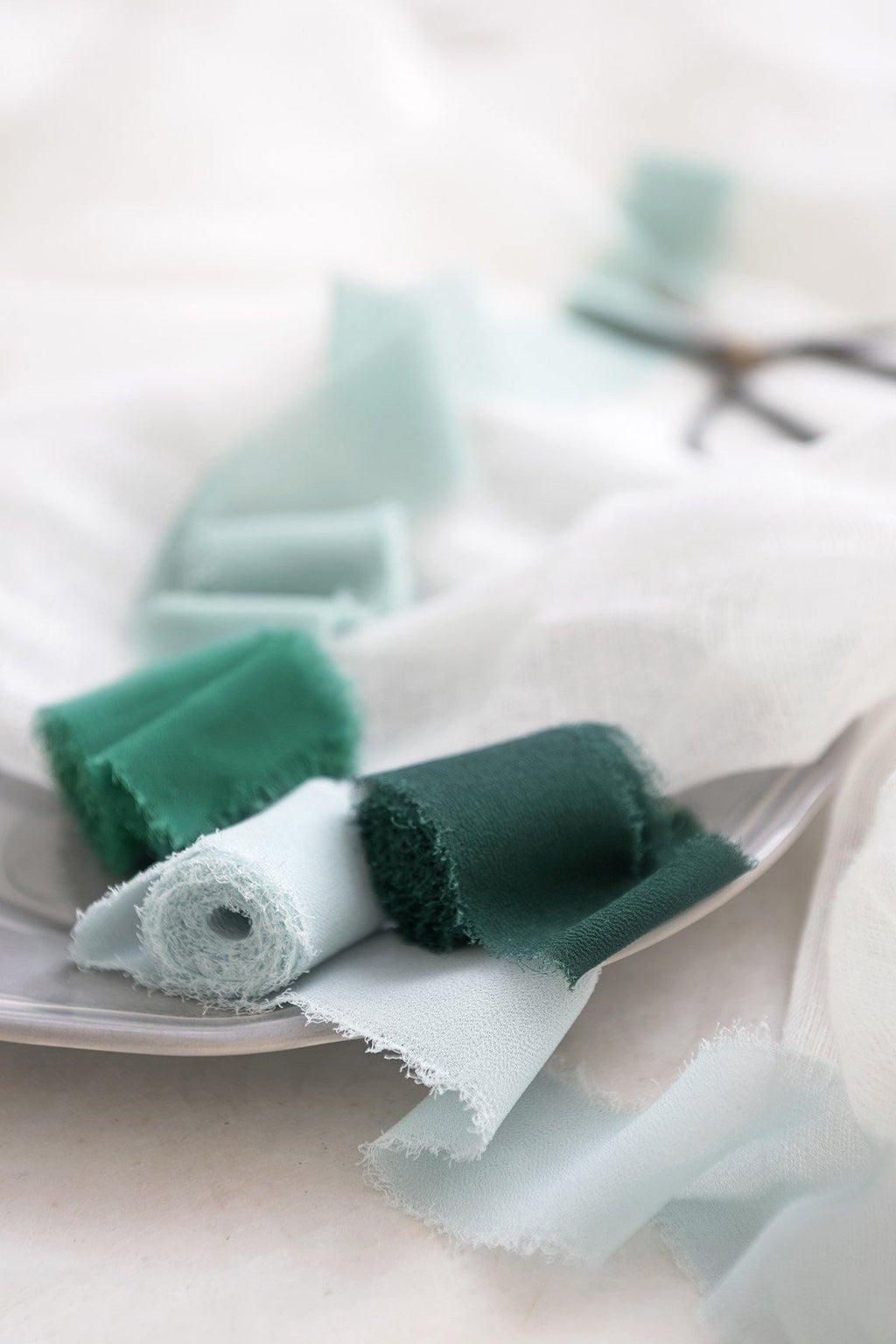 Handmade Frayed Edges Chiffon Ribbon Sample Swatch Chart - Ling's moment