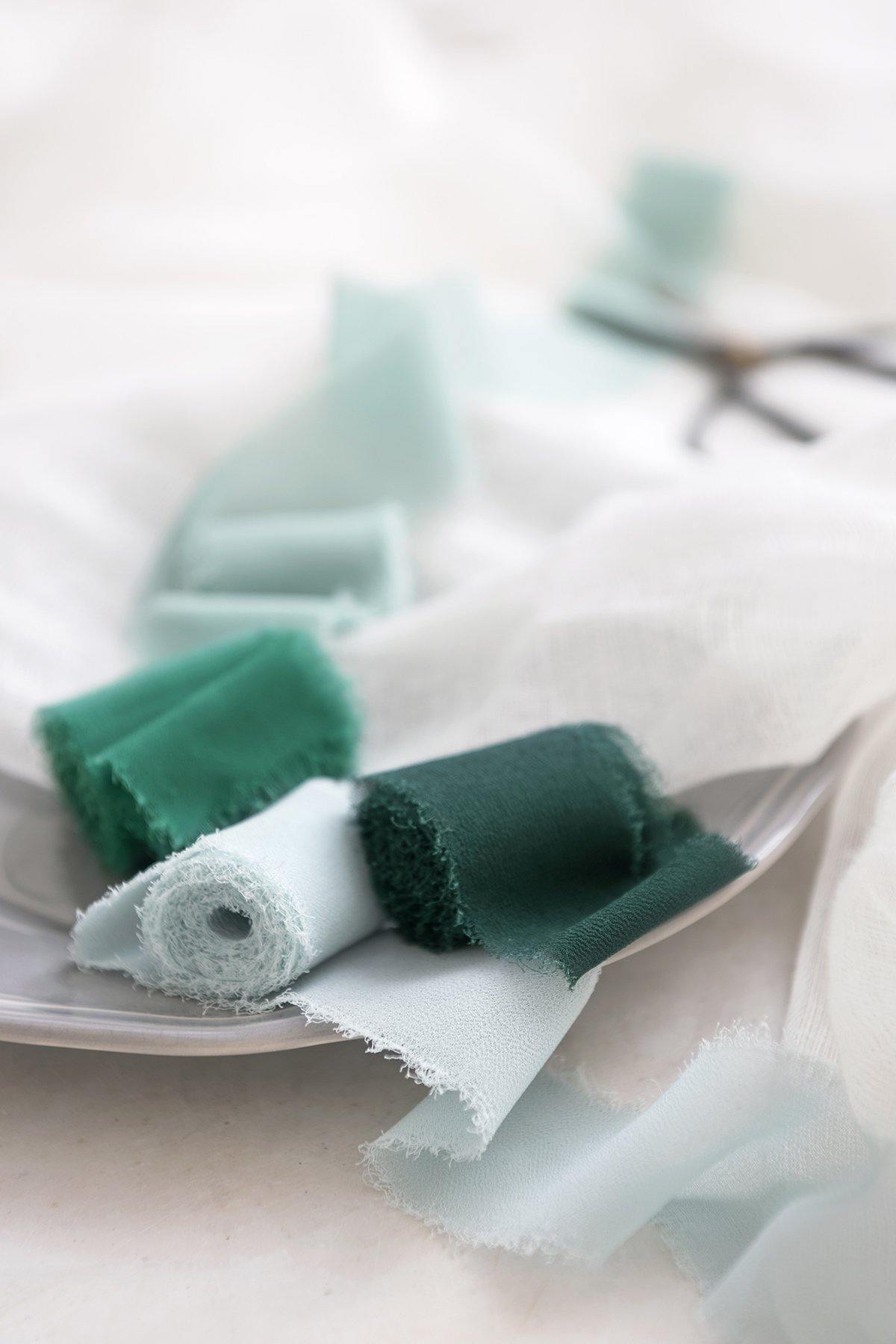 Handmade Frayed Edges Chiffon Ribbon Sample Swatch Chart - Ling's moment