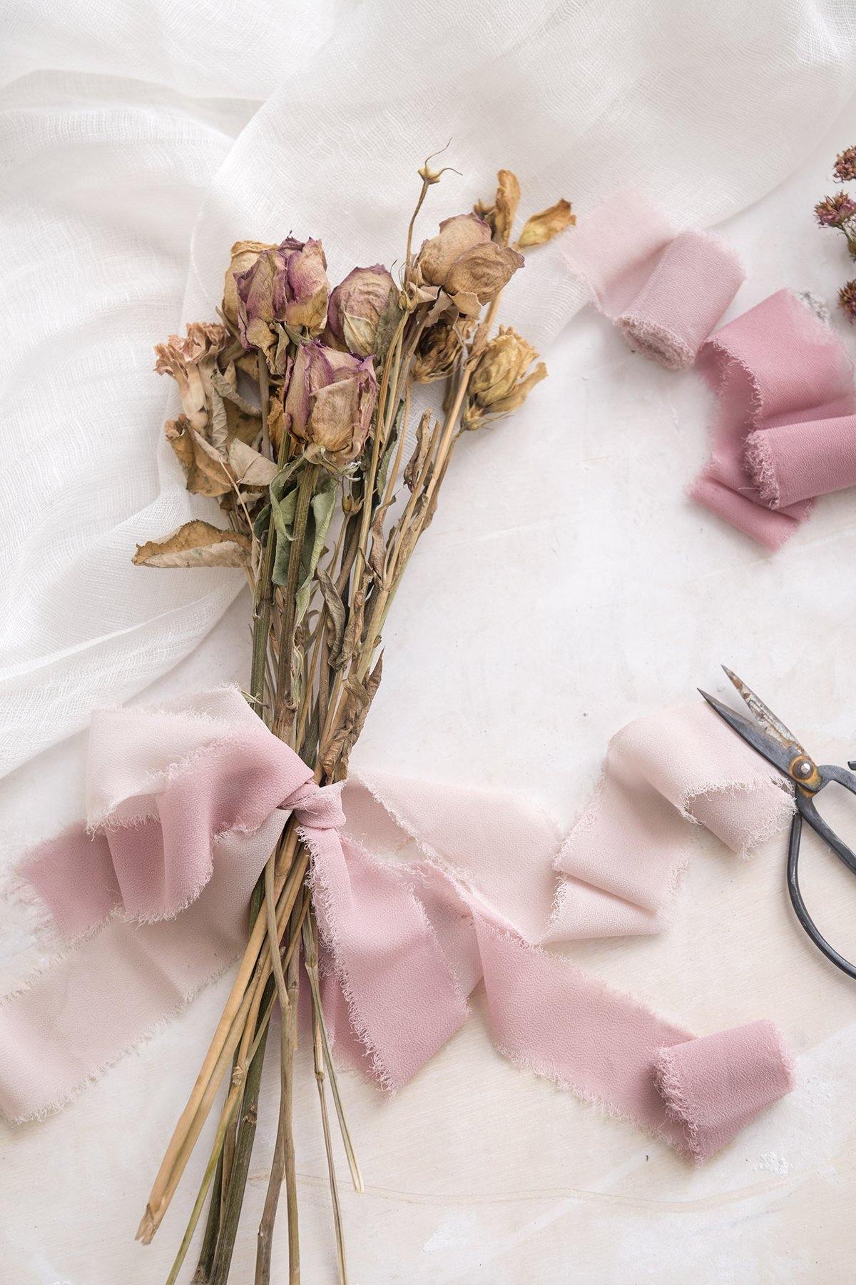 Handmade Frayed Edges Chiffon Ribbon Sample Swatch Chart - Ling's moment
