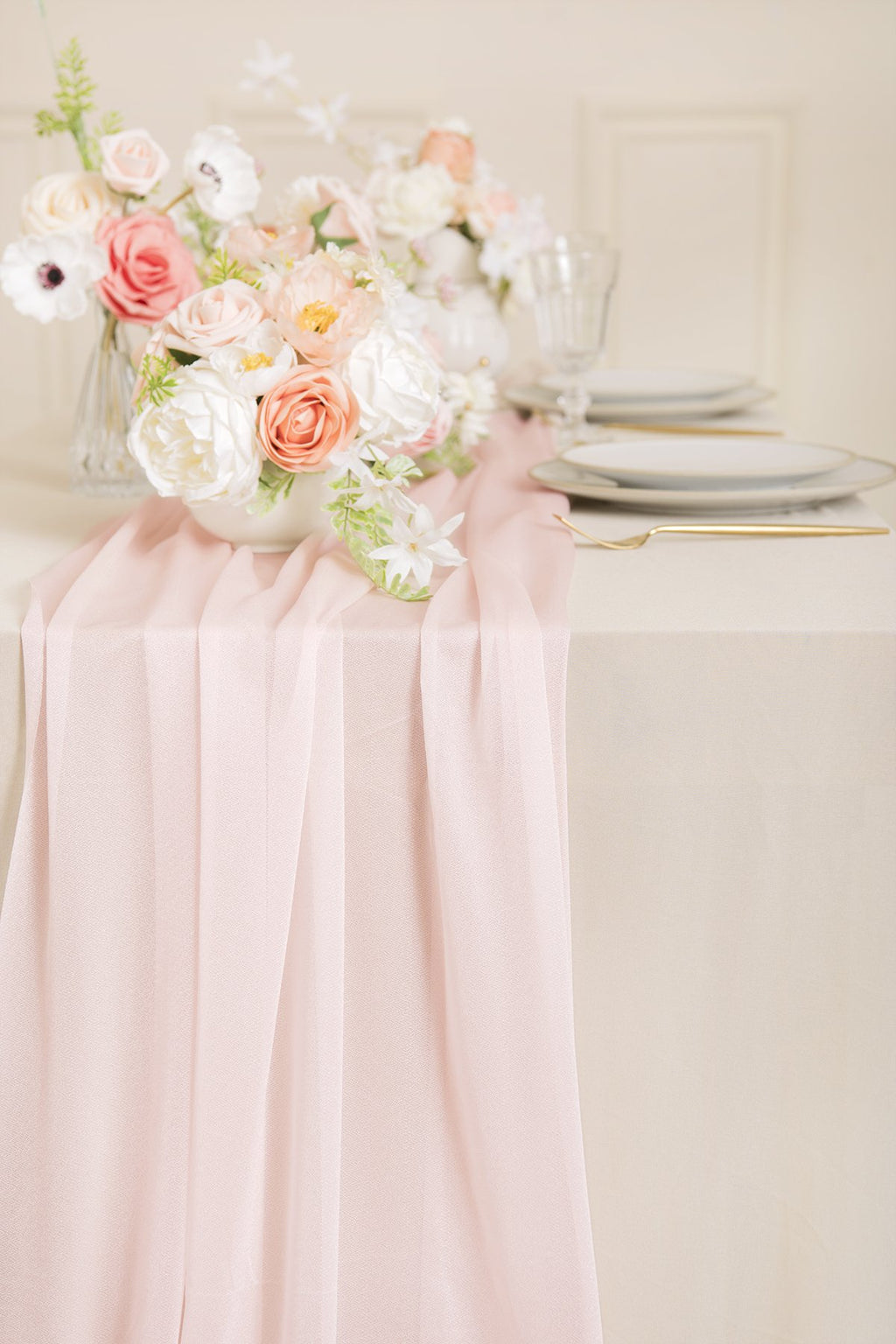 Romantic Sheer Table Runner 29"w x 10FT/14FT - Blush - lingsDev
