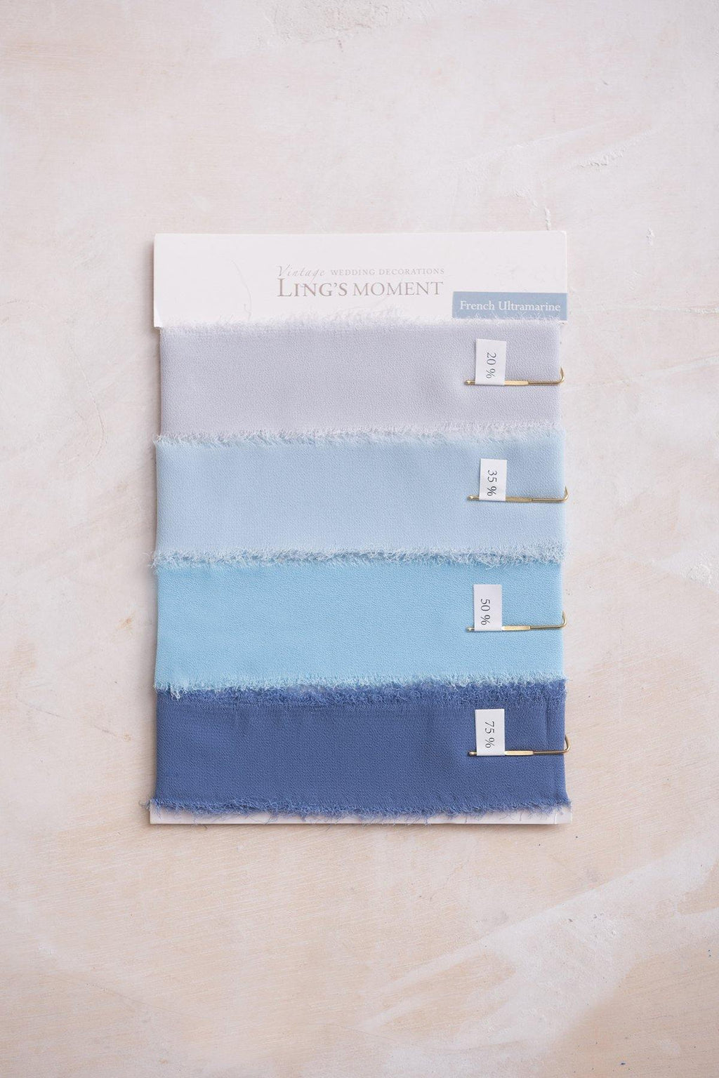 Handmade Frayed Edges Chiffon Ribbon Sample Swatch Chart - Ling's moment