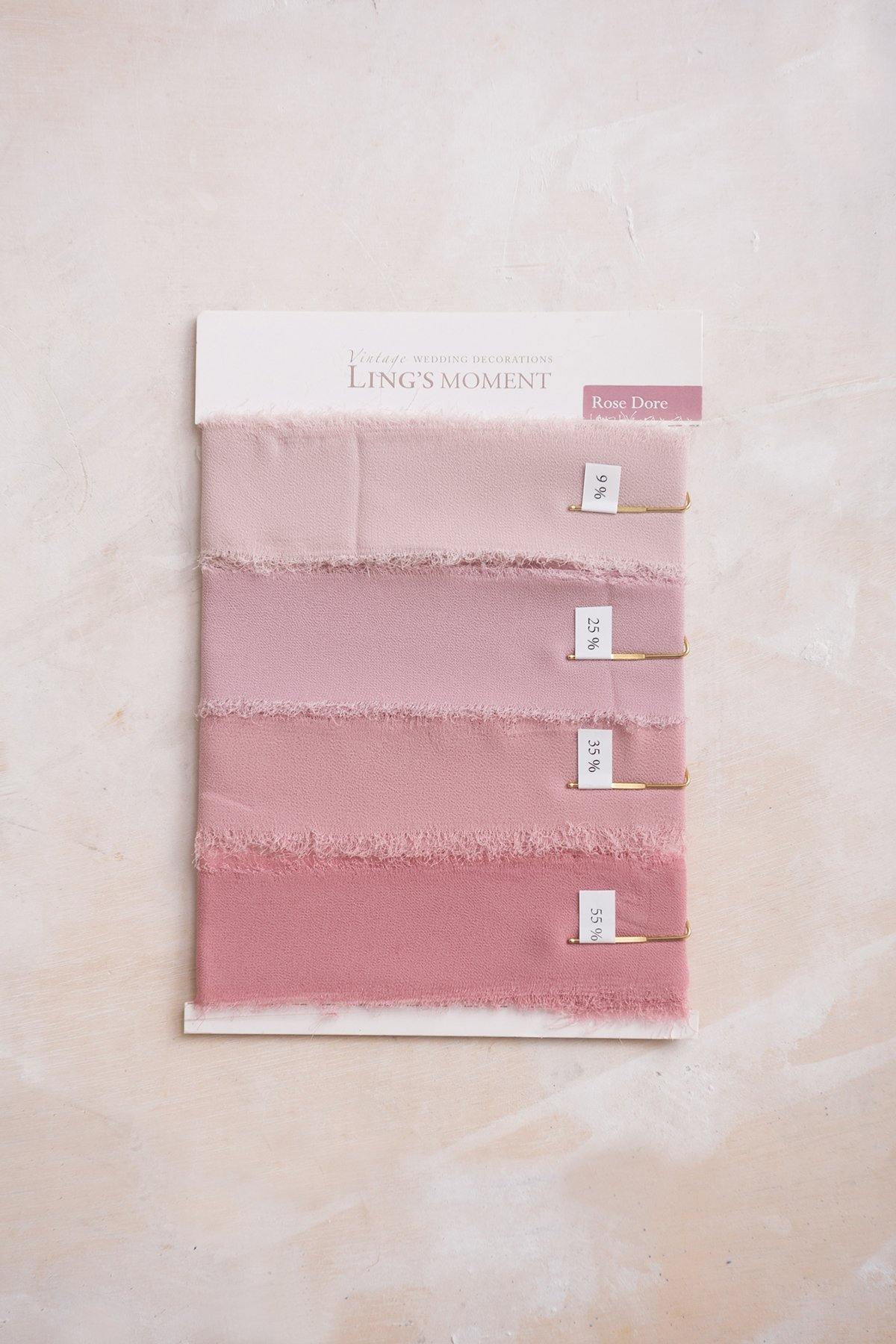 Handmade Frayed Edges Chiffon Ribbon Sample Swatch Chart - Ling's moment
