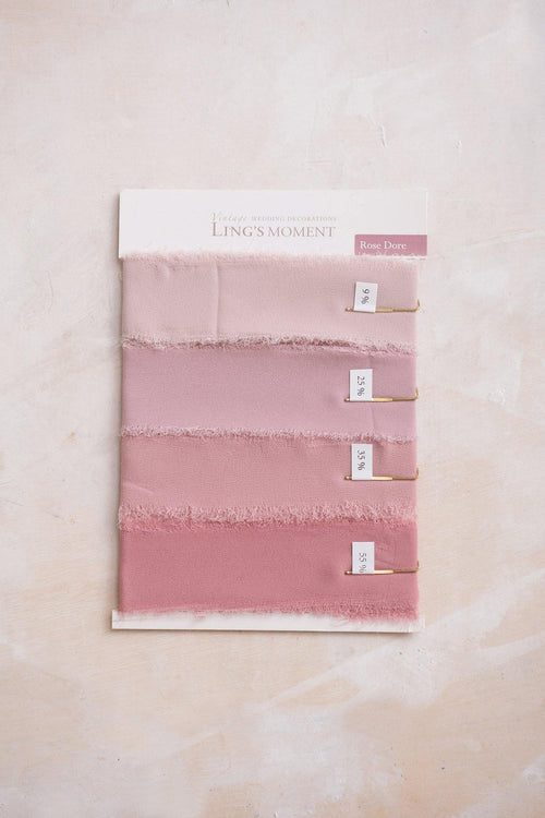 Handmade Frayed Edges Chiffon Ribbon Sample Swatch Chart - Ling's moment
