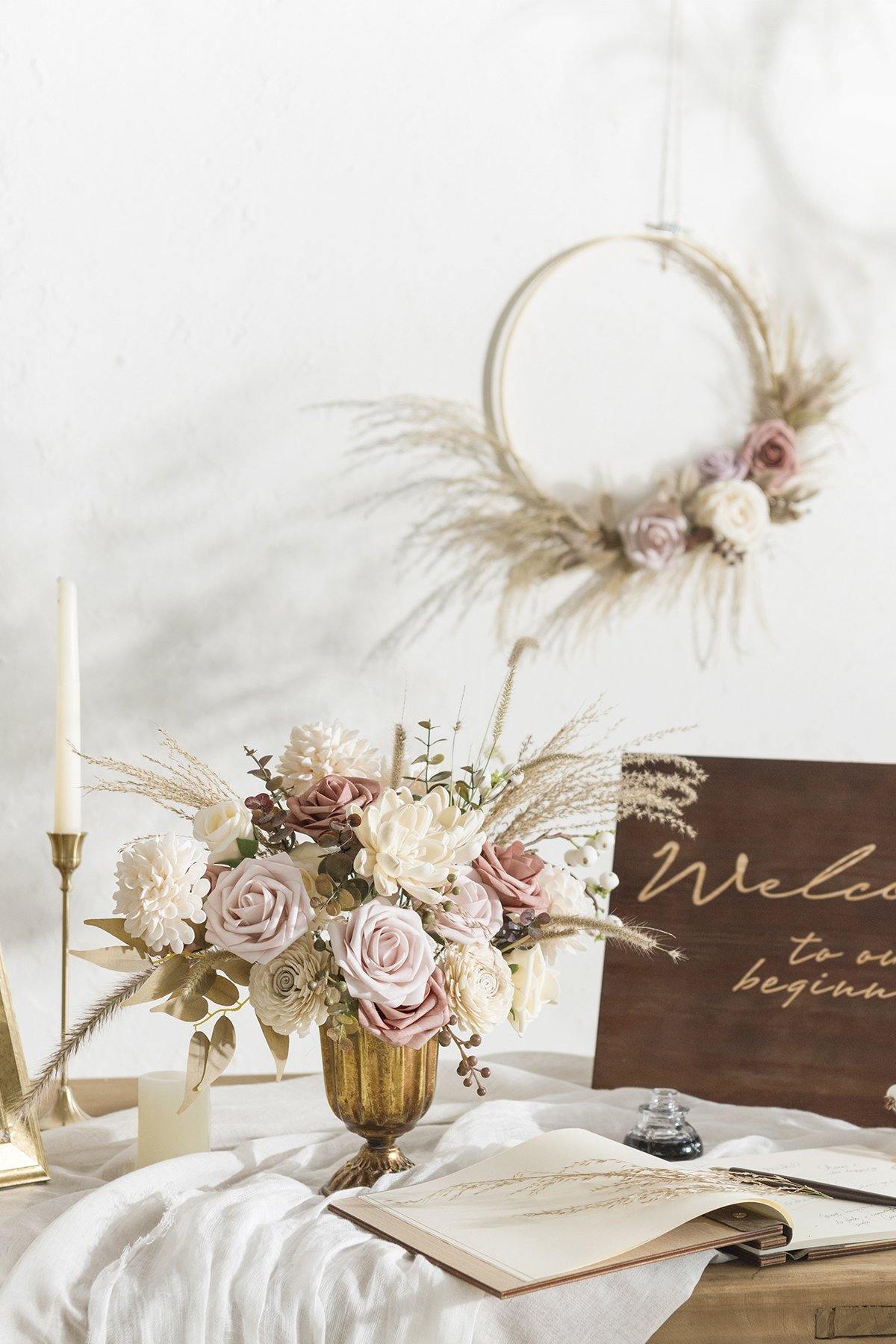 Dusty Rose & Burgundy Flowers Box Set - Natural Dusty Rose (Deluxe) - lingsDev