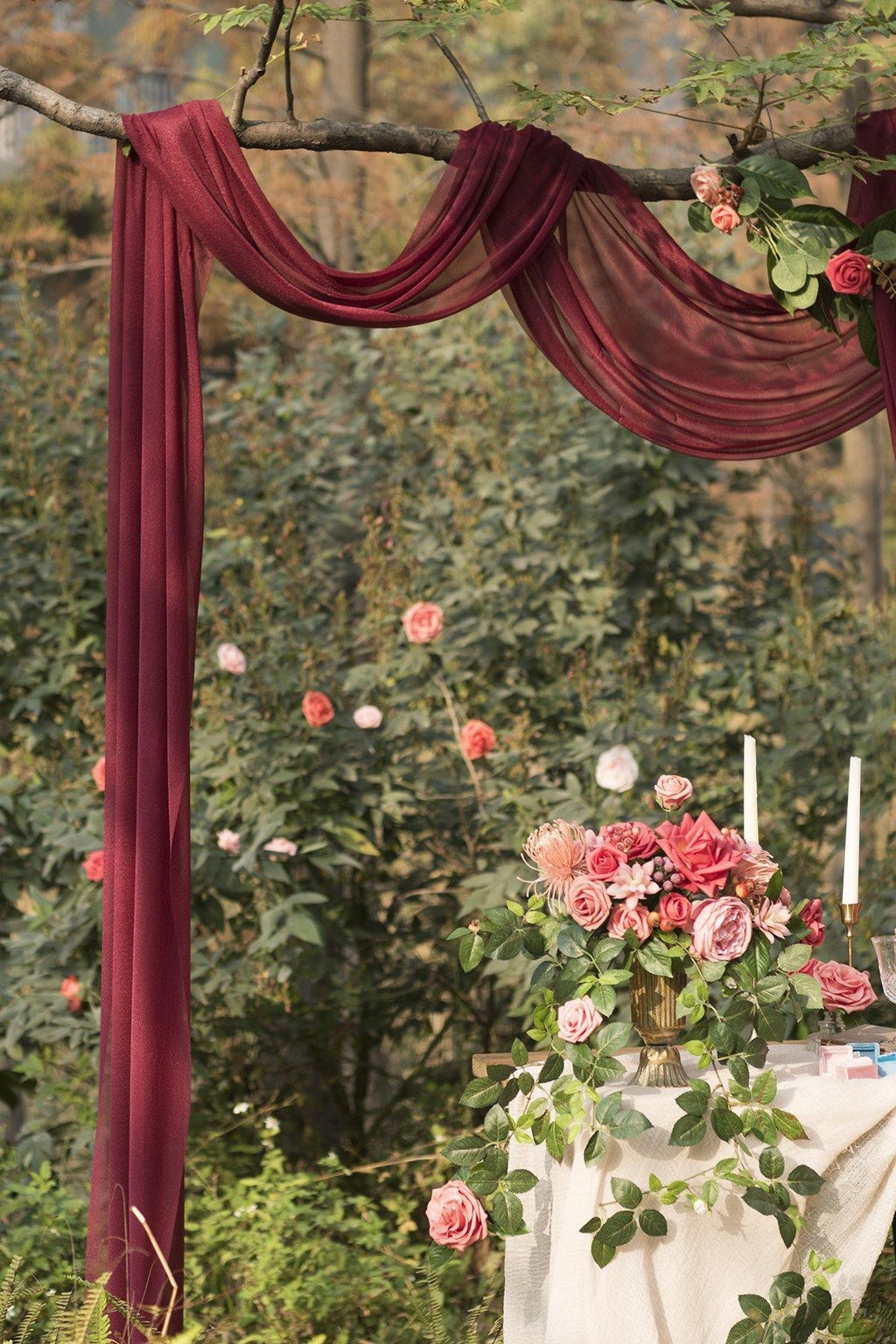 30" x 6.5 Yards Wedding Arch Drapping Fabric (Set of 2) - Burgundy - lingsDev