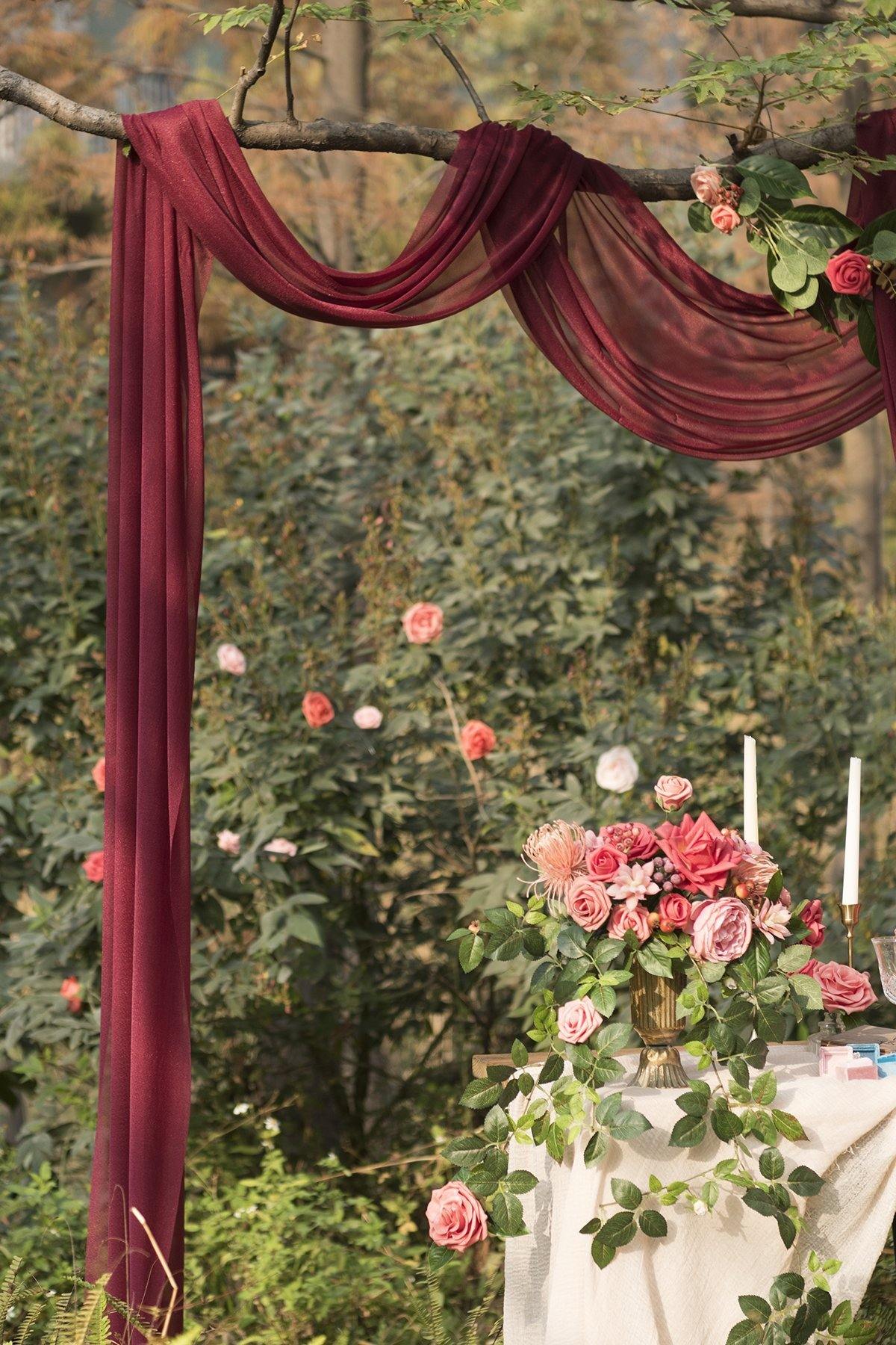 30" x 6.5 Yards Wedding Arch Drapping Fabric (Set of 2) - Burgundy - lingsDev