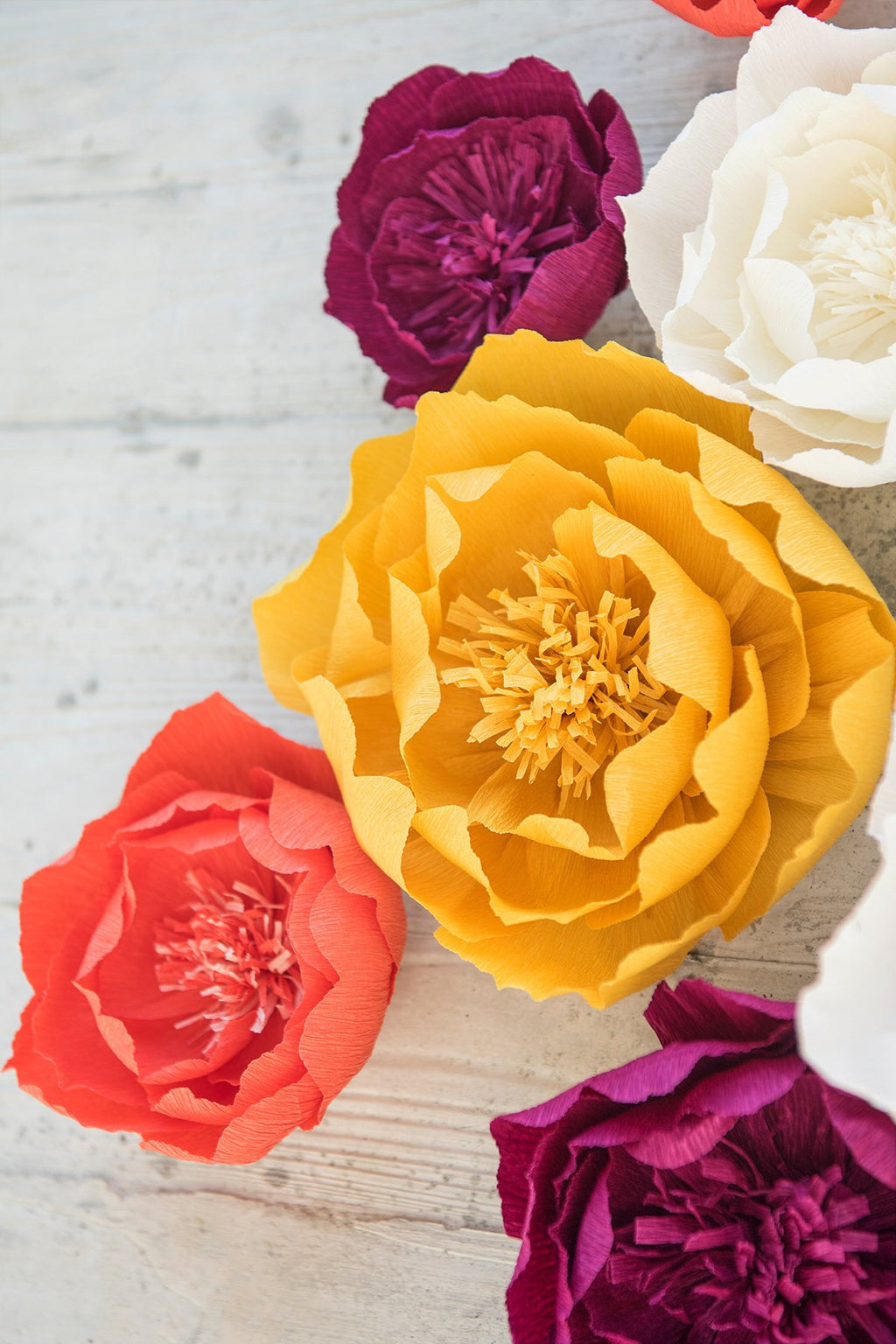 9pcs Crepe Paper Flowers - Berry,Pumpkin,Orange & Cream - lingsDev