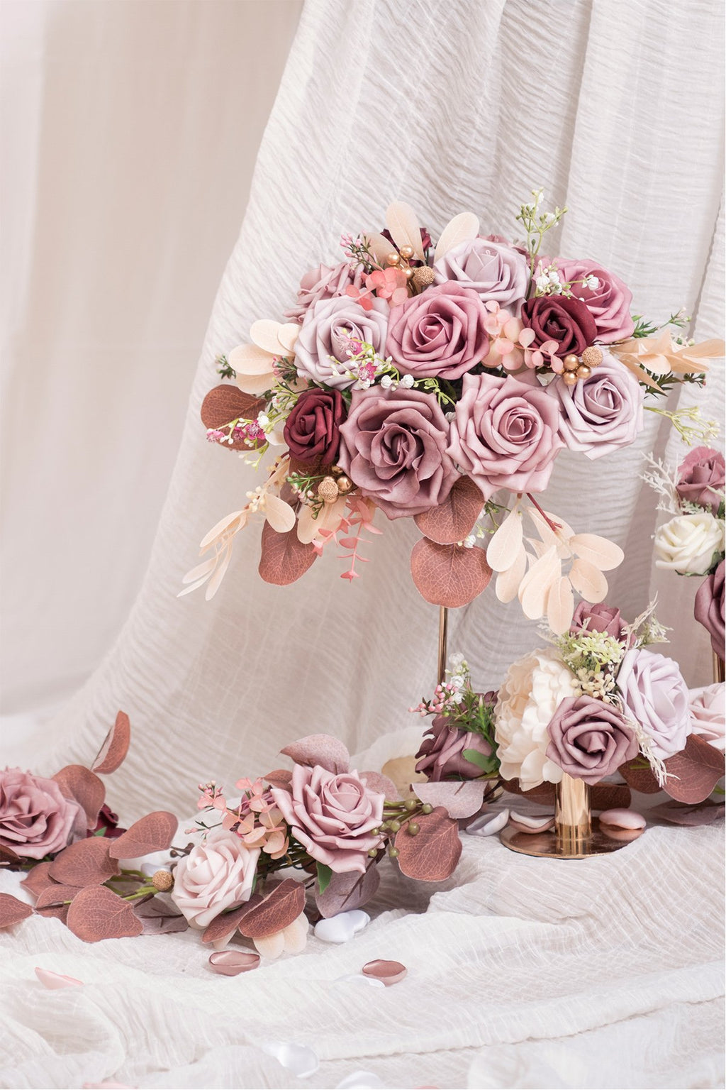 French Dusty Rose & Burgundy Flowers Box Set - 9 Colors - Ling's moment