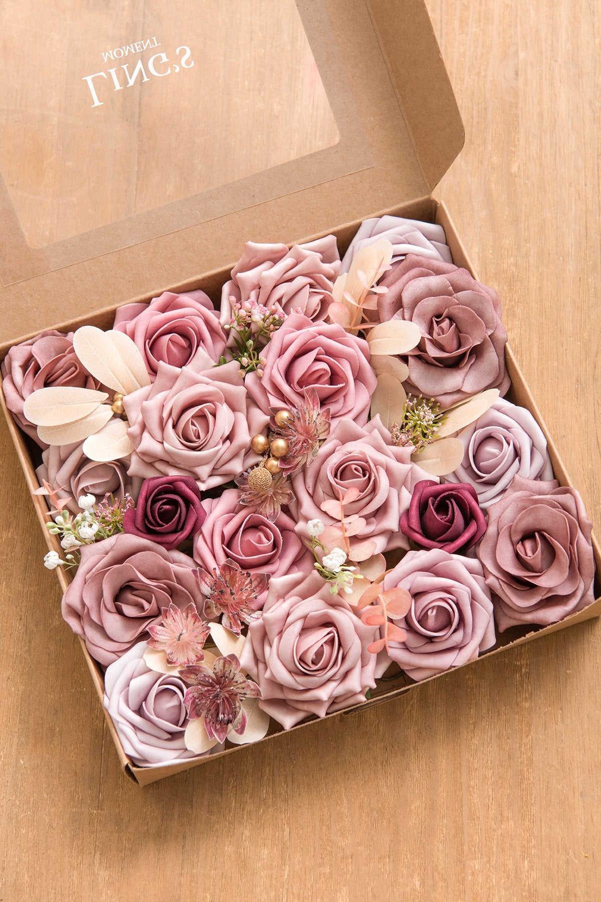 French Dusty Rose & Burgundy Flowers Box Set - 9 Colors - Ling's moment