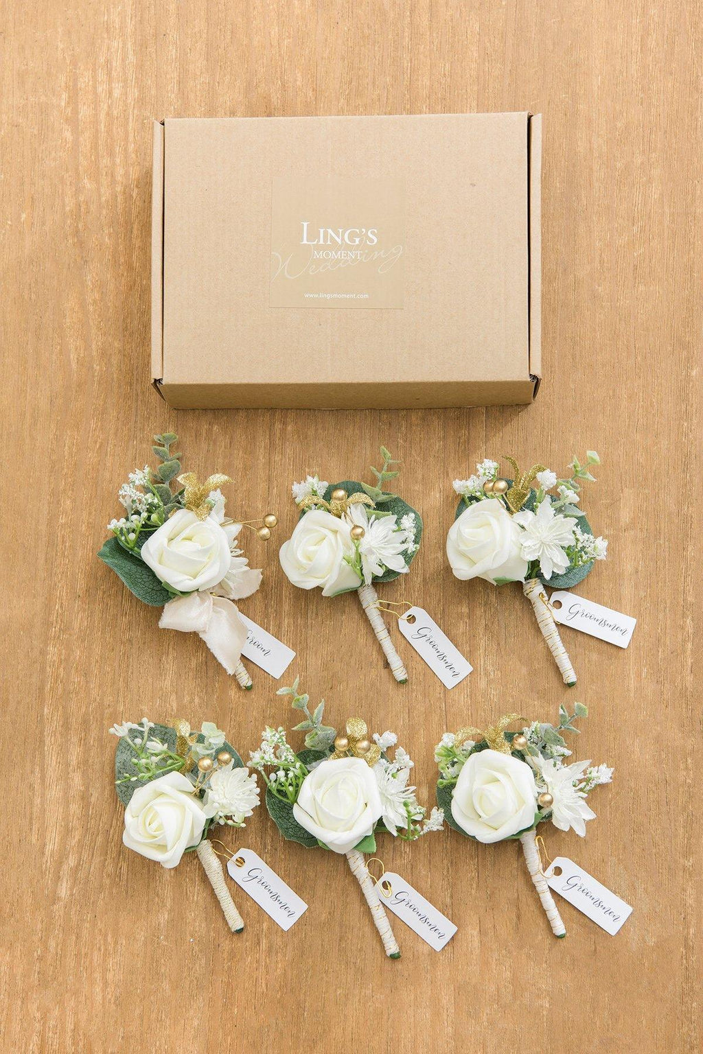 Wedding Boutonnieres (Set of 6) - Ivory - lingsDev