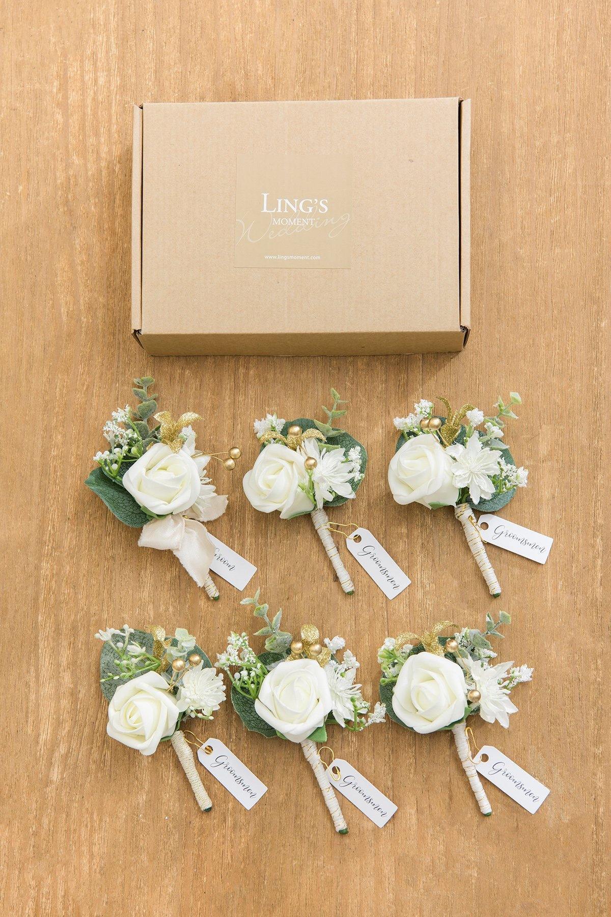 Wedding Boutonnieres (Set of 6) - Ivory - lingsDev