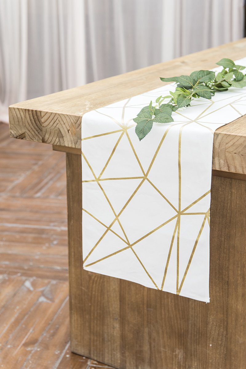 Gold Foil Geometric-Inspired Table Runner - Ling's moment